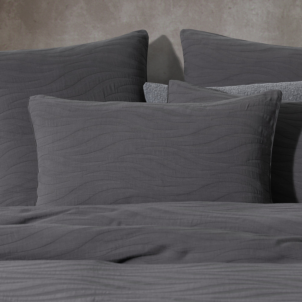 Ariel Charcoal Quilt Cover Set King Size - Soft Luxury Bedding Set for Bedroom - Perfect for Master Bedroom, Guest Room & Hotel Decor