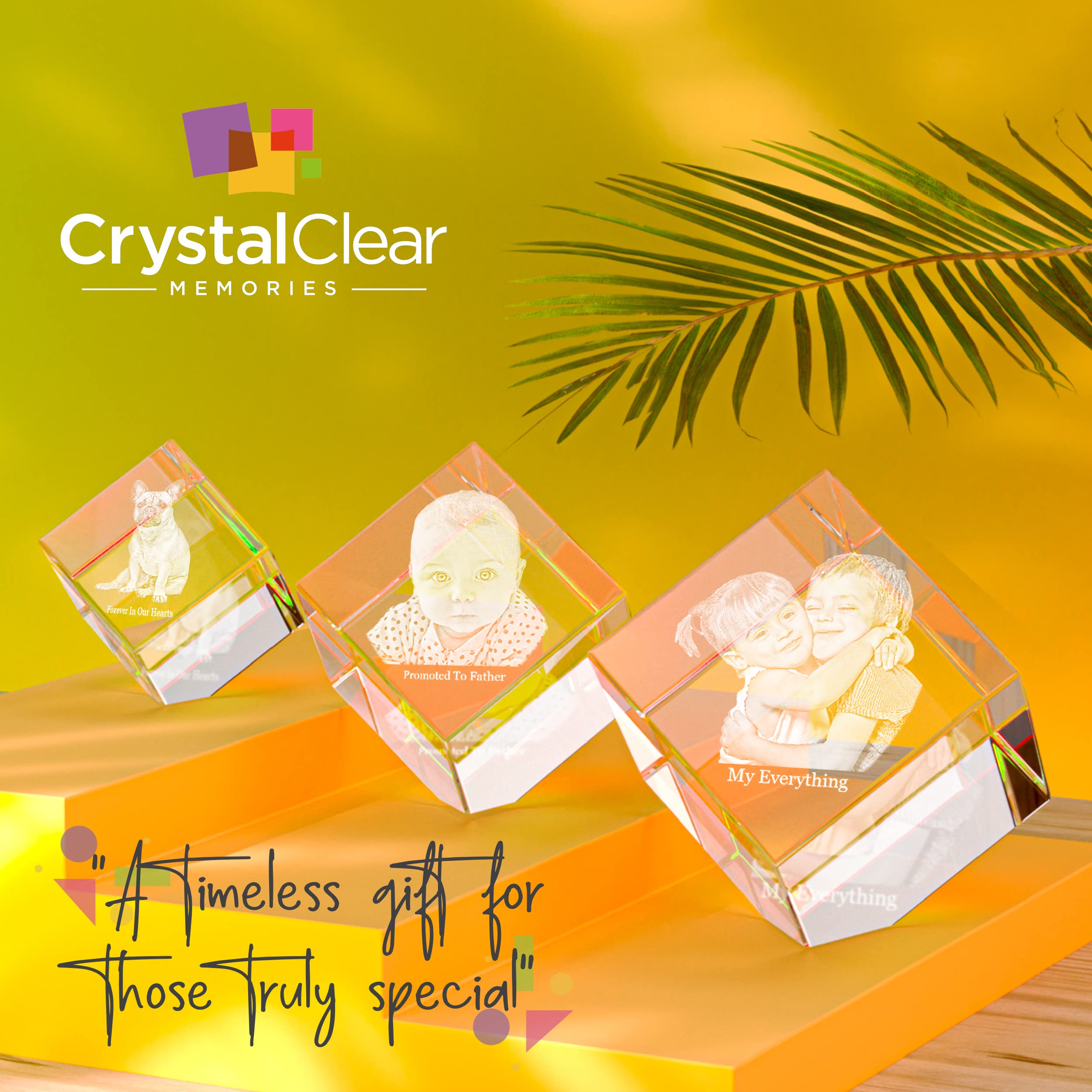 Personalized 3D Crystal Photo Gift - Custom Laser Engraved Picture Inside Clear Diamond for Mom, Dad, Men & Women | Perfect Christmas Present, Anniversary Keepsake & Memorial Gift
