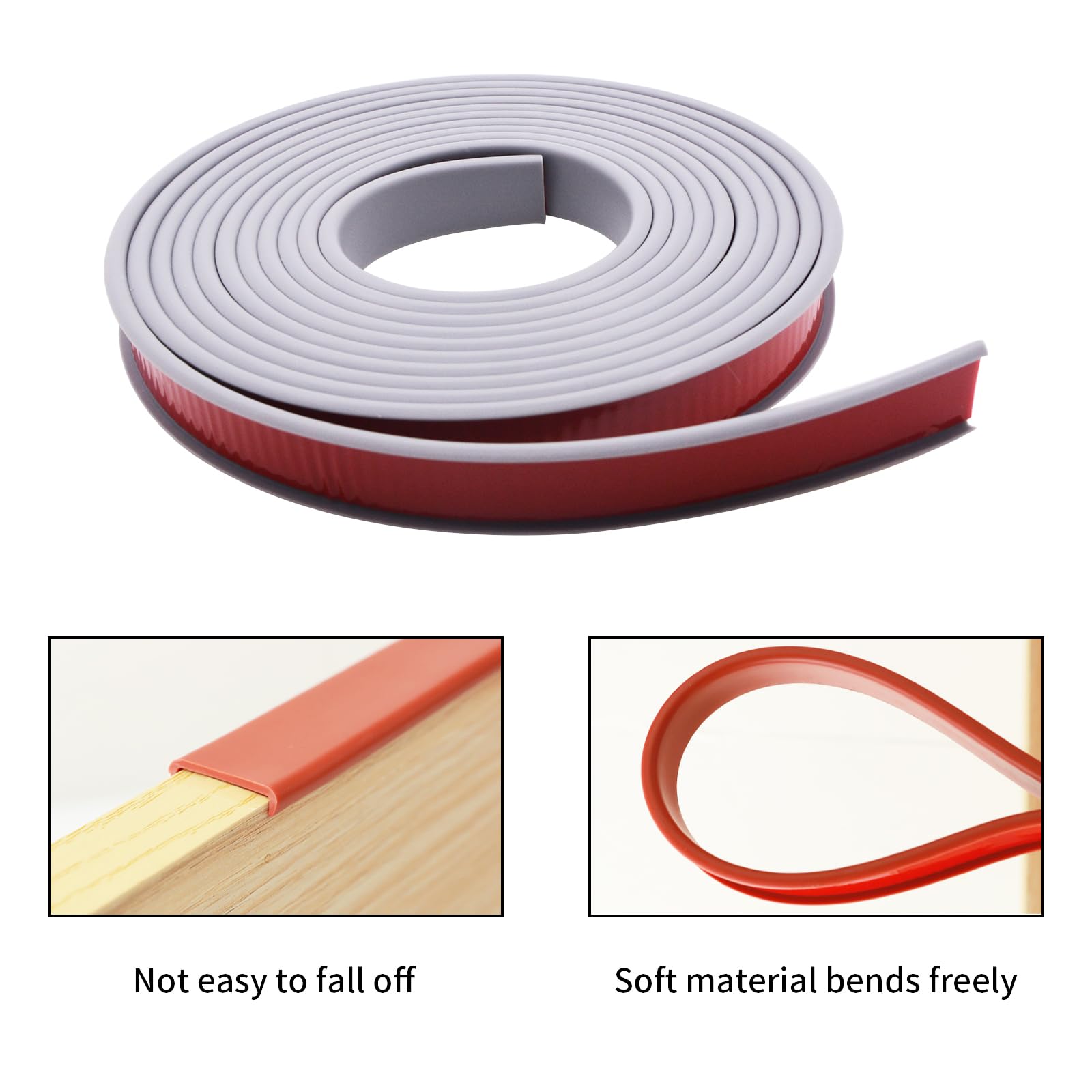 13ft U-Shape Edge Banding - Self Adhesive TPE Flexible Furniture Edge Protector for Cabinet Repair & Restoration (18MM Grey) | DIY Home Improvement, Child Safety Corner Guard, Table Edge Cover