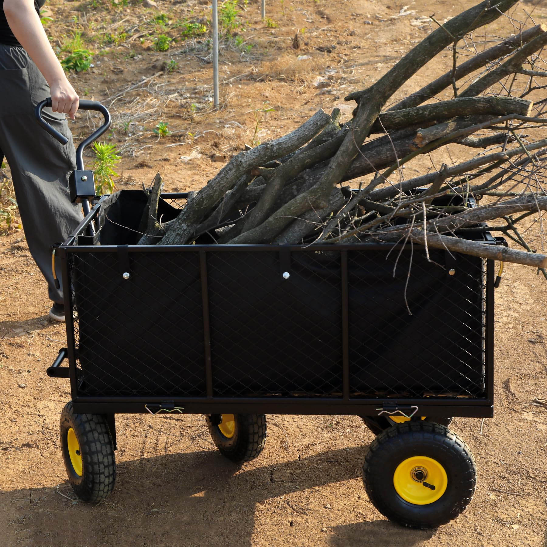 REDCAMP 800lbs Capacity Heavy Duty Utility Garden Cart with Removable Mesh Steel Sides & 10