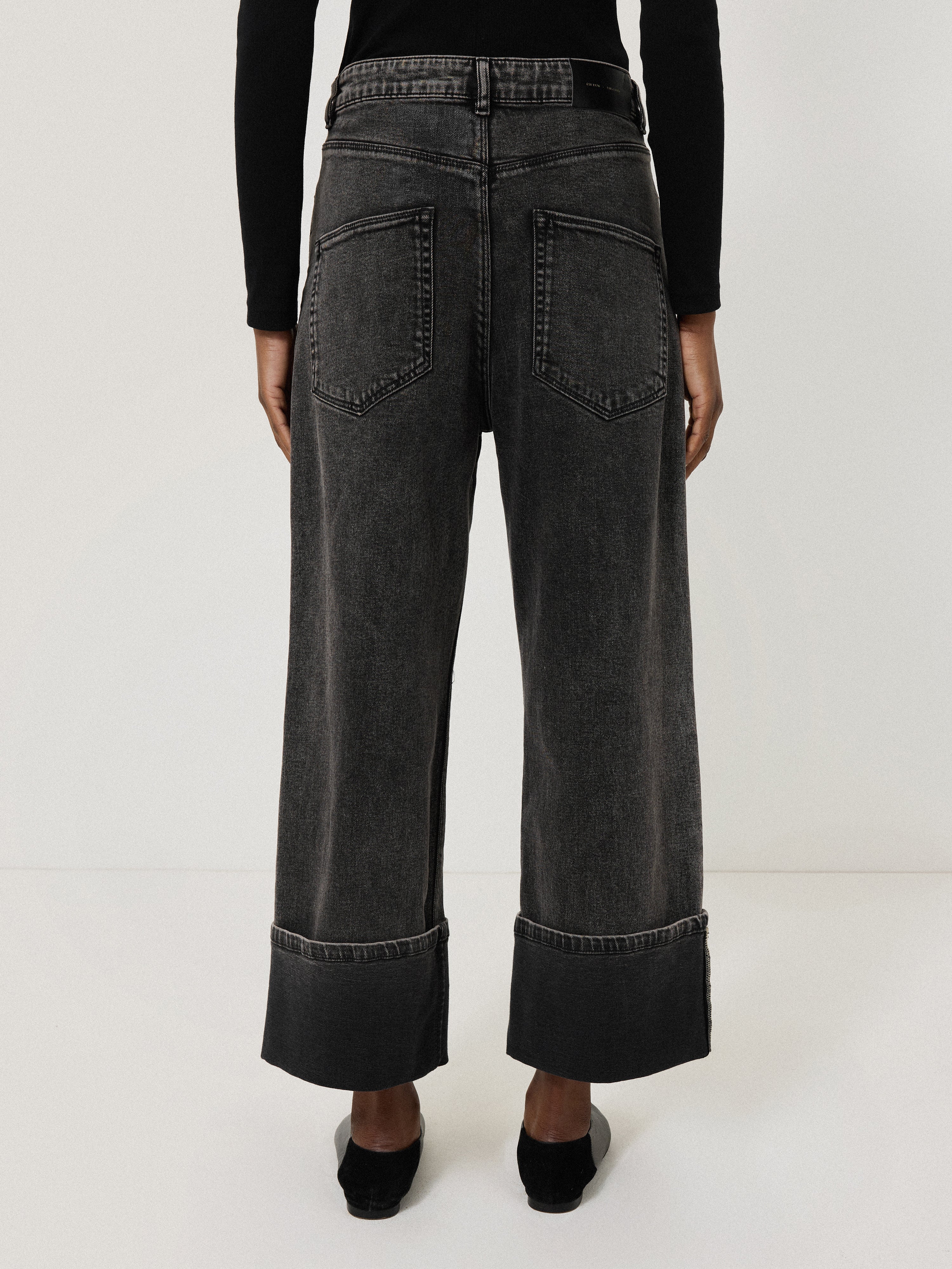 Blair Turn Up Jeans for Women - Black Snow Wash Distressed Denim Skinny Jeans | Perfect for Casual Outfits, Date Nights & Street Style Fashion