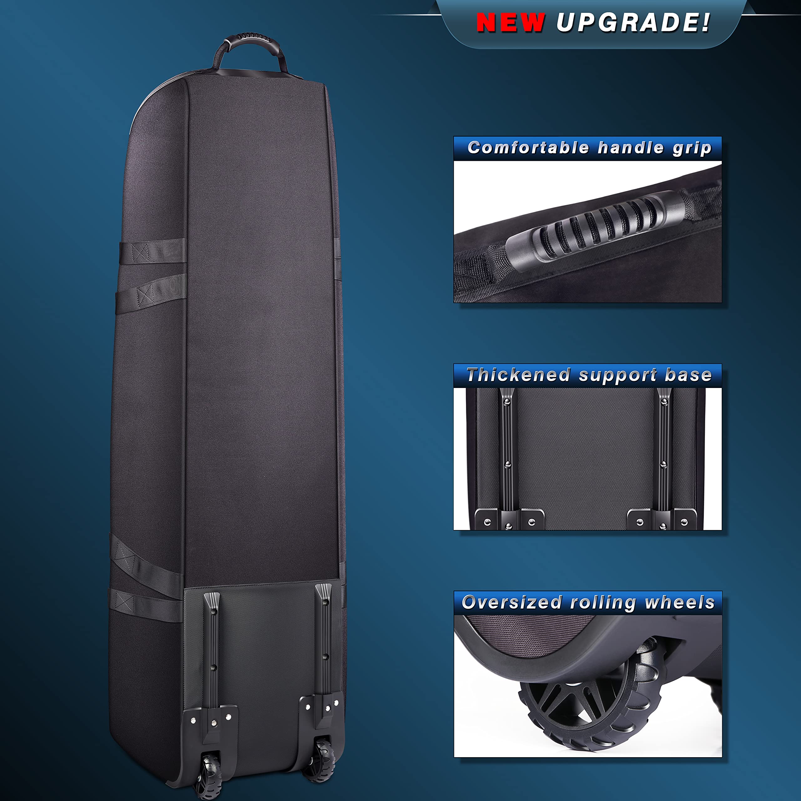 CHAMPKEY Soft Padded Golf Travel Bag with Oversize Wheels | Premium 1200D Polyester Oxford Golf Travel Cover | Durable & Balanced Design for Airline Travel | Perfect for Golf Vacations & Club Protection