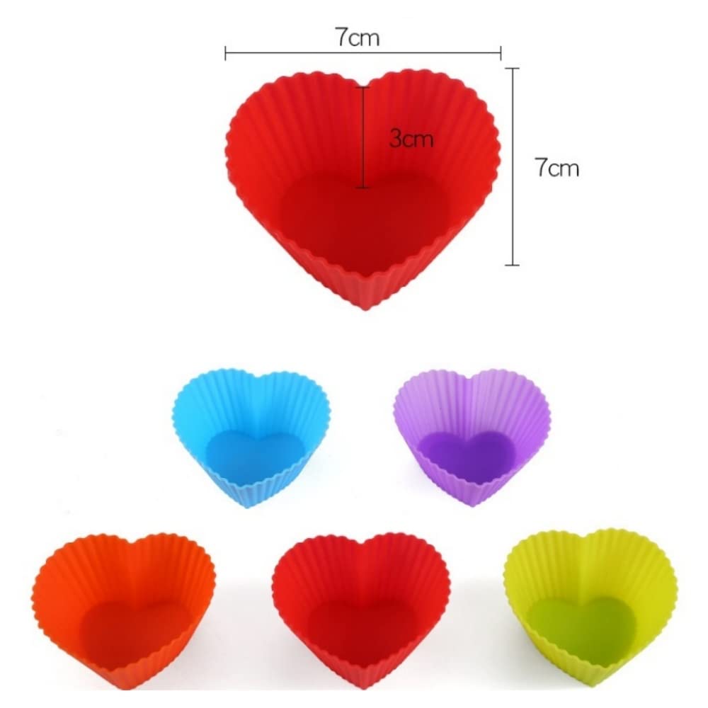 A-XINTONG 30-Pack Reusable Silicone Muffin Cups - Square & Heart Shaped Nonstick Baking Molds (2.75x2.75x1.18 inch) for Cupcakes, Truffles, Chocolate Candies - Perfect for Home Baking, Party Desserts & DIY Cake Decorating