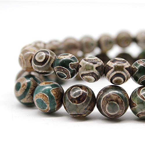Green Three eye Stone Beads