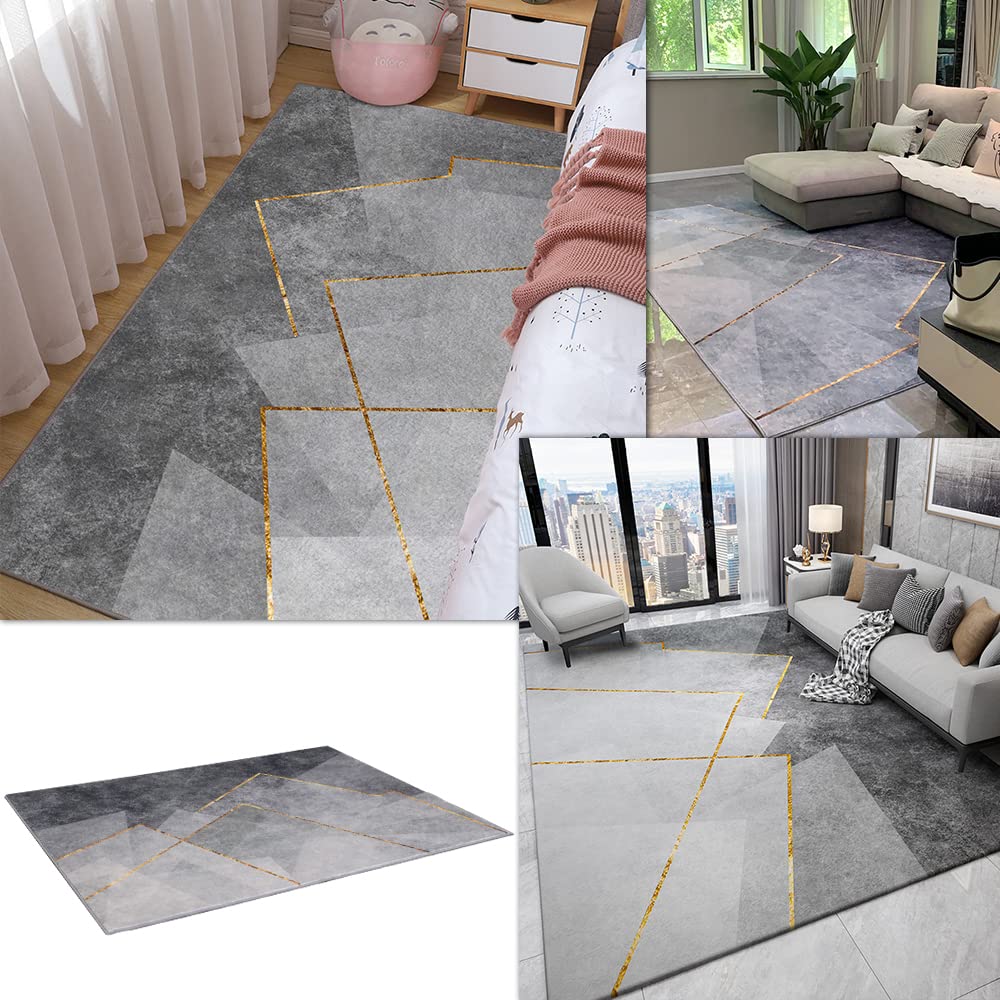 LITA Modern Abstract Geometric Area Rug 5' x 8' - Soft Non-Shedding Grey Indoor Carpet for Living Room, Bedroom & Dining Room - Perfect for Home Decor, Office Spaces and Cozy Interior Design