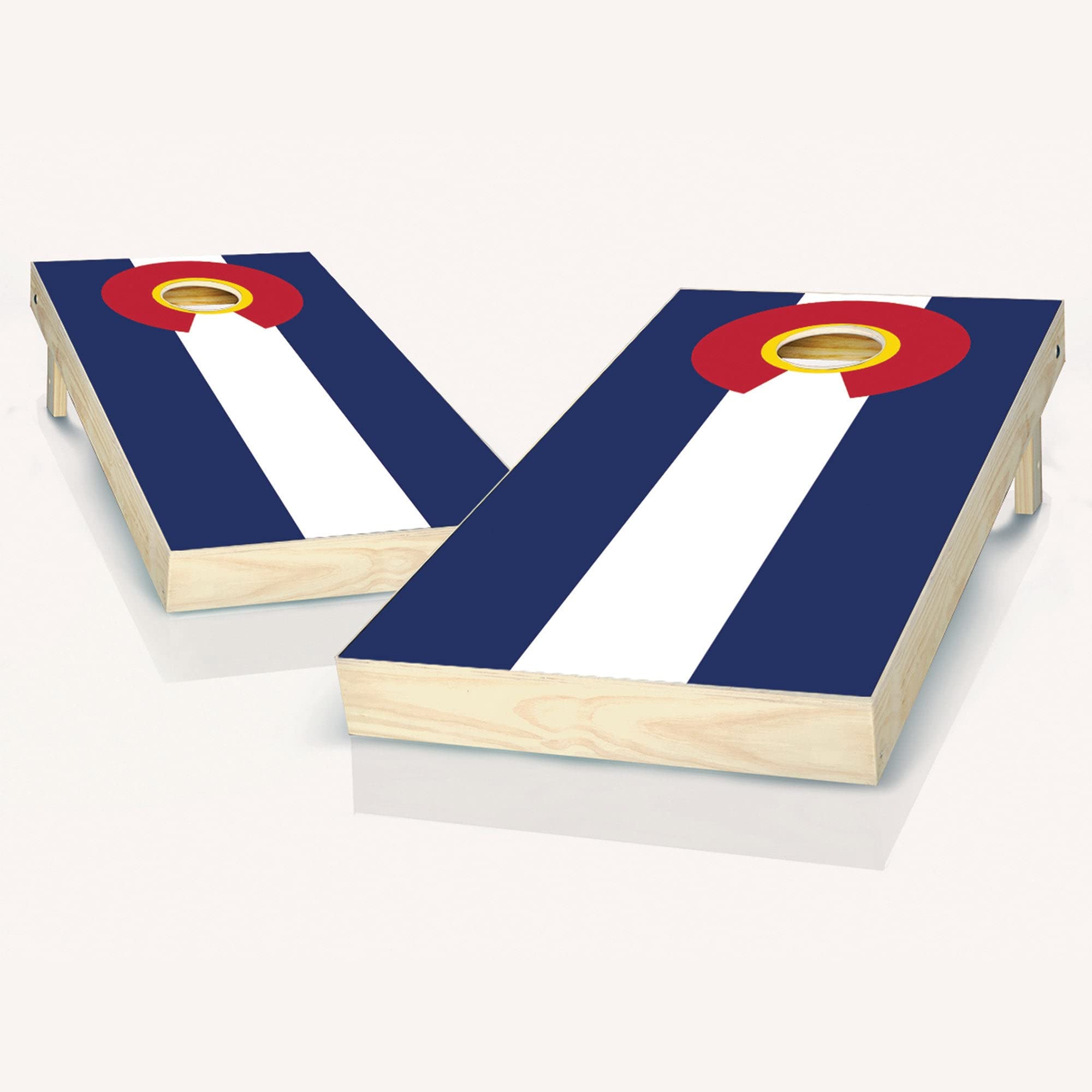 Colorado State Flag Cornhole Game Set - 2 Wooden Boards & 8 Bean Bags for Outdoor Tailgating, Backyard Parties, and BBQ Events