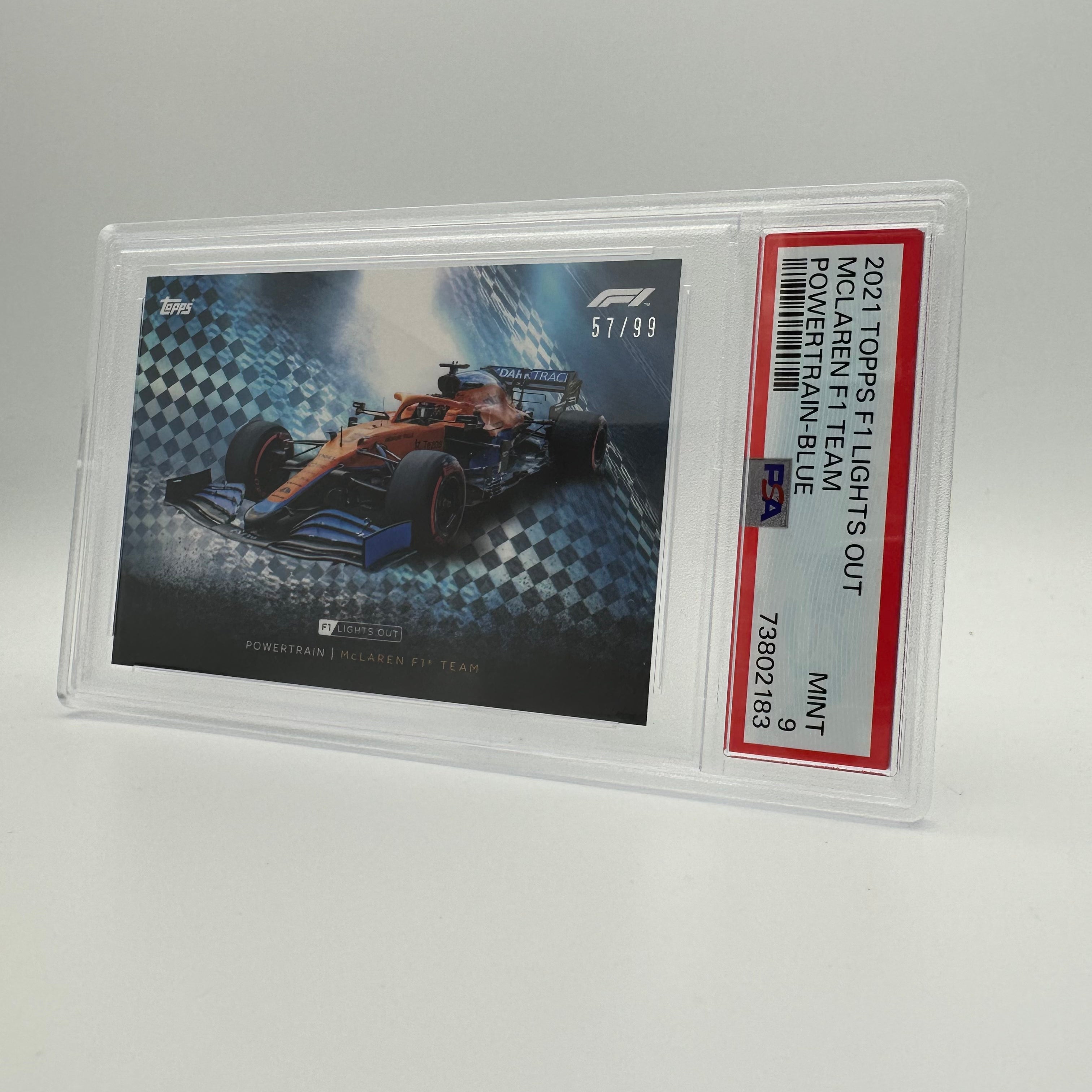 PSA 9 57/99 MCLAREN F1 Team Powertrain Blue Trading Card - Rare Collectible for F1 Fans & Racing Memorabilia Enthusiasts