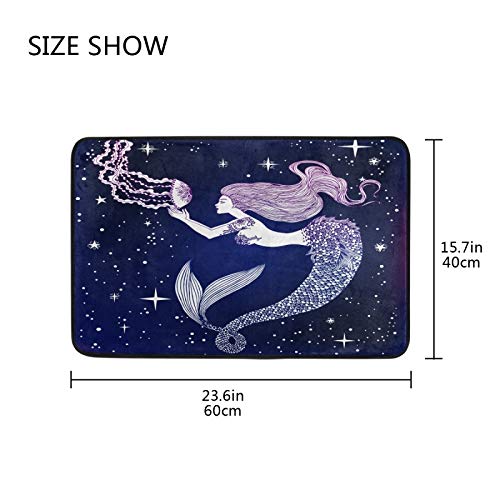 Premium Mermaid Jellyfish Bath Rug - Super Absorbent Memory Foam Bath Mat, Non-Slip Shower Floor Mat, Ultra Soft & Washable (15.7