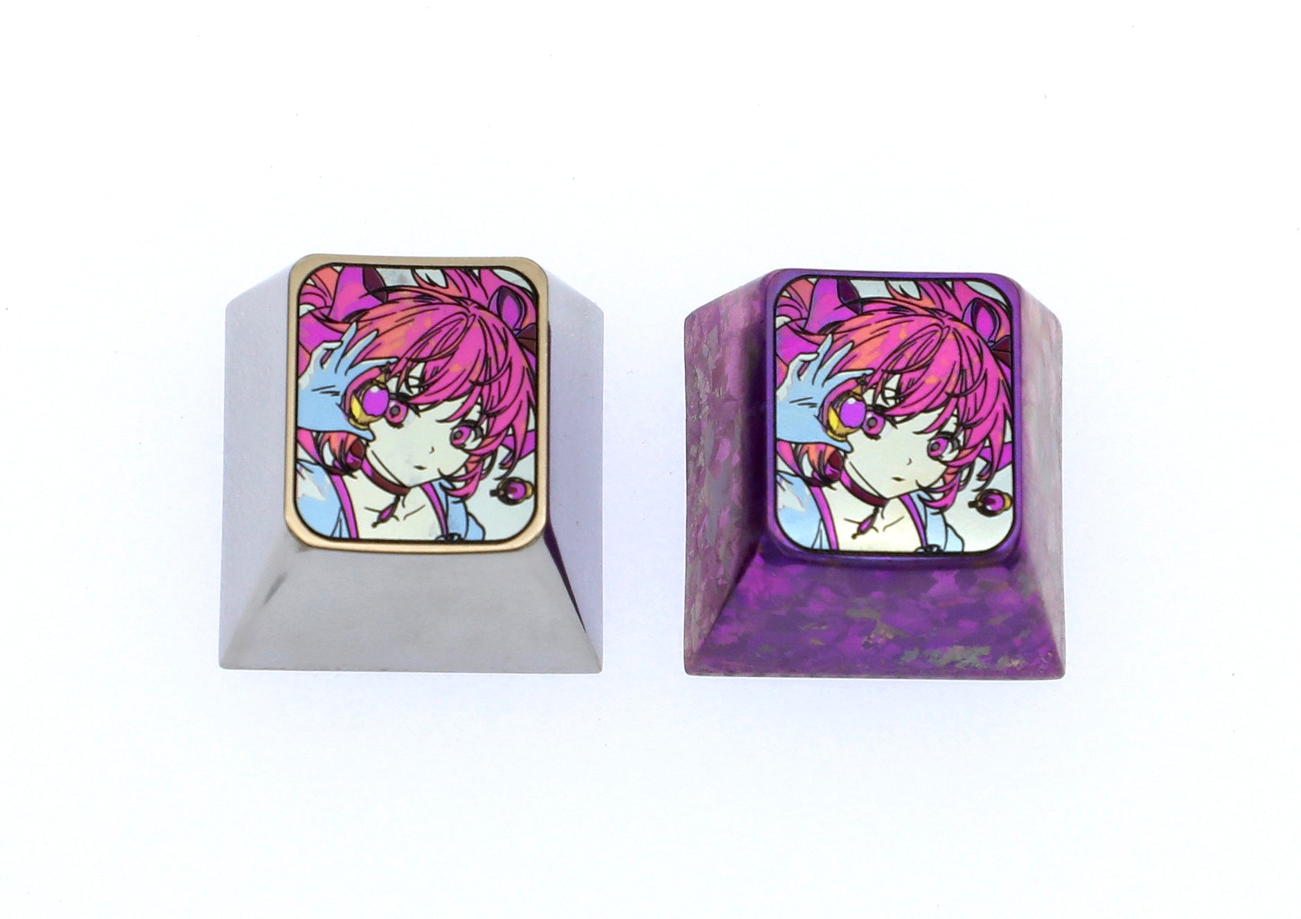 Custom 1U Titanium Alloy Keycap - Anime & Game Character Design (Madoka Kaname) - Durable Metal Keycap for Mechanical Keyboards - Perfect for Gaming, Typing & Custom Keyboard Builds