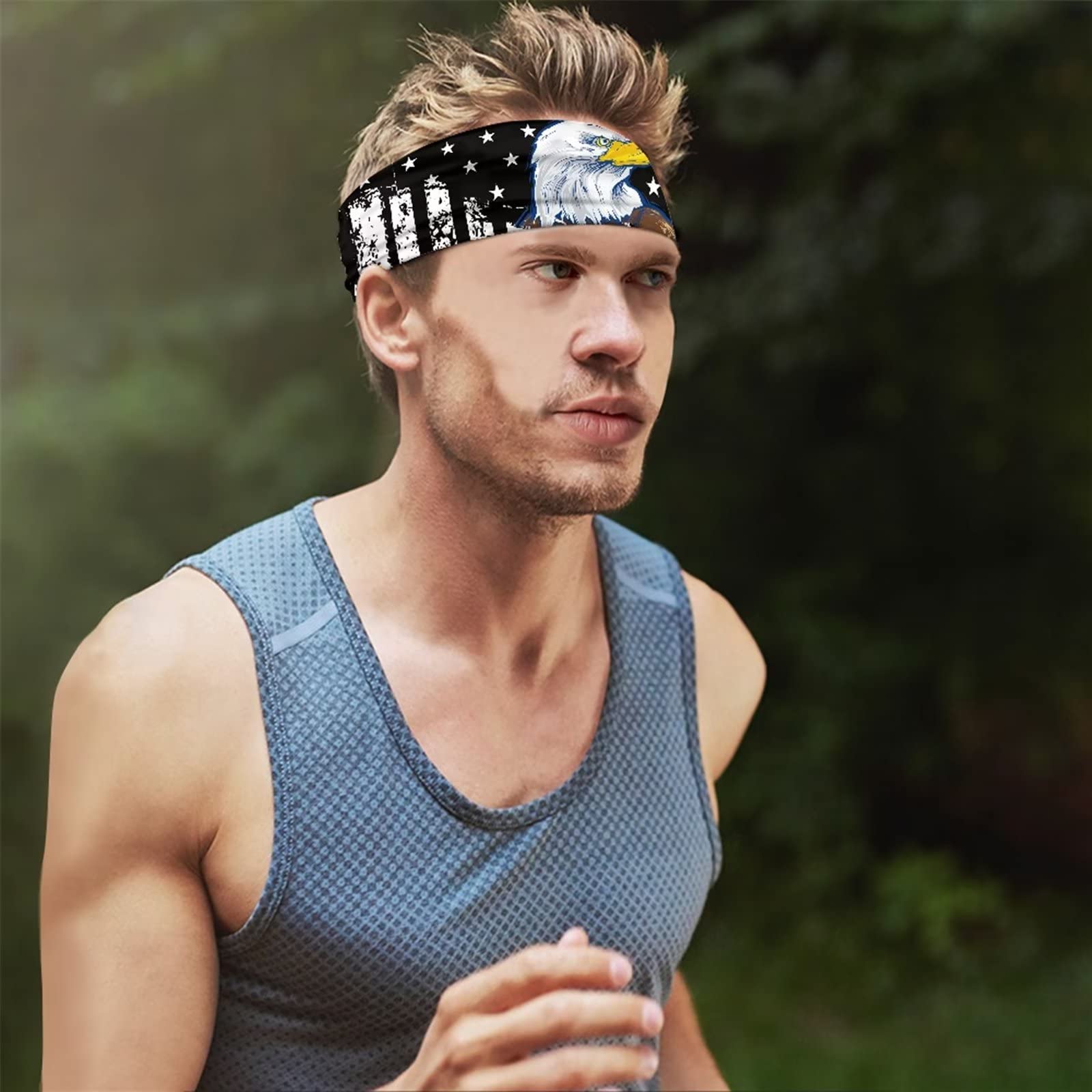 4 Pack Moon Star Print Sports Headbands for Women & Men - Non-Slip Workout Headband, Running Sweatband with Moisture Wicking Technology - Perfect for Yoga, Gym, Tennis & Outdoor Activities