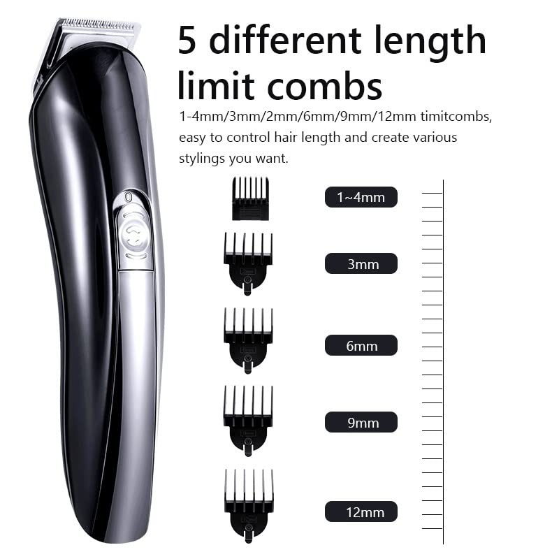 Professional 6-in-1 Electric Hair Clipper & Beard Trimmer Kit for Men - Cordless Hair Cutting Machine, Nose Ear Trimmer & Facial Grooming Tool - Perfect for Home Barbering, Travel & Personal Grooming