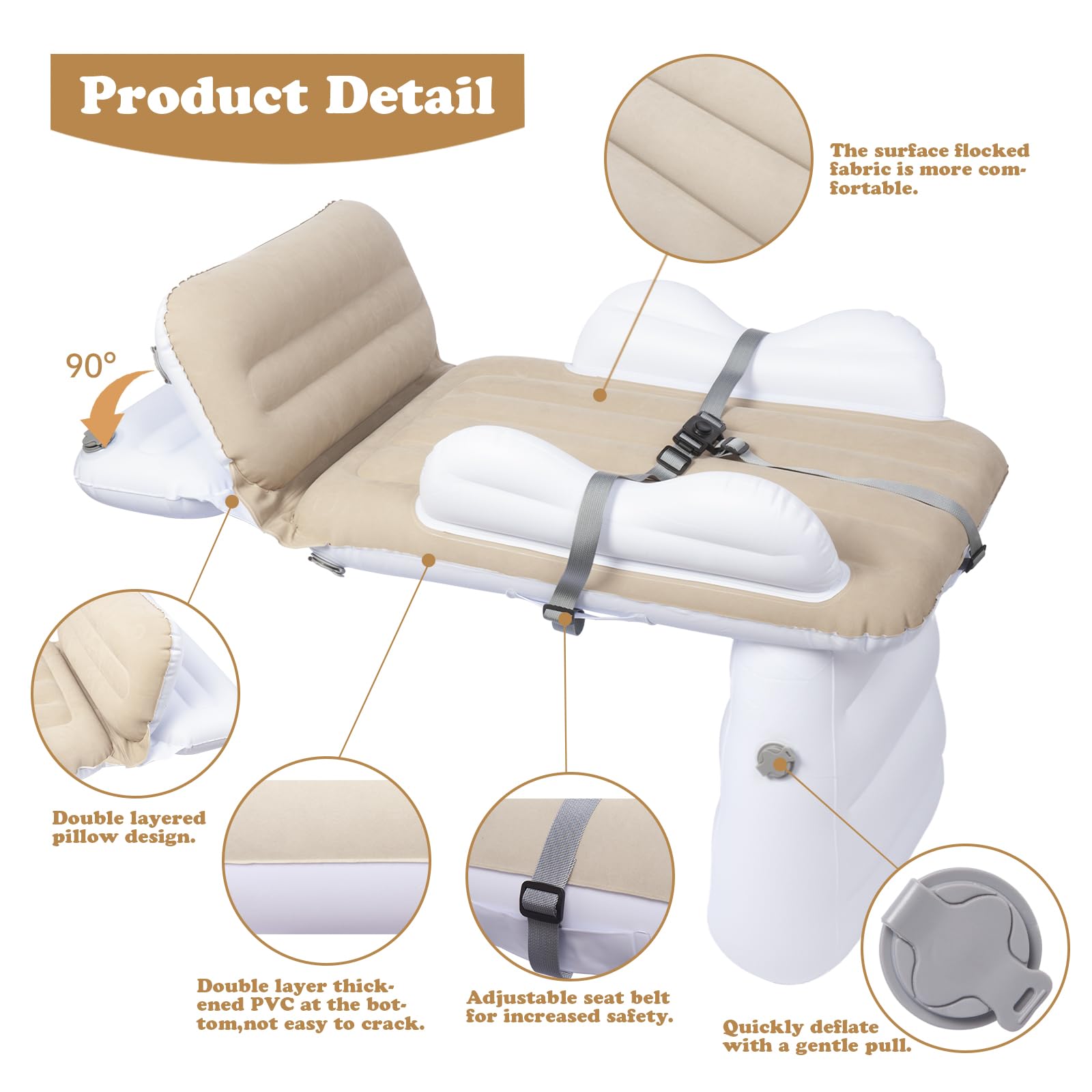 Inflatable Toddler Travel Bed - Portable Airplane Bed for Kids with Handpump & Safety Belt | Grey | Compact Travel Crib & Baby Seat Extender | Perfect for Air Travel, Road Trips & Sleepovers