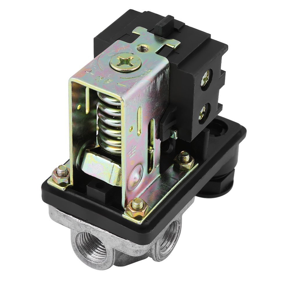 Air Compressor Pressure Switch Control - Push Button with Knob Actuator for ON/OFF Operation (Black) - Perfect for Workshop, Garage & Industrial Applications