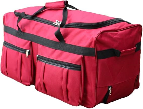 36-inch Heavy Duty Rolling Duffle Bag with Wheels - XL Travel Luggage, Hockey Equipment Bag with Rollers (Fuchsia) - Perfect for Air Travel, Sports Gear Storage & Gym Workout Essentials