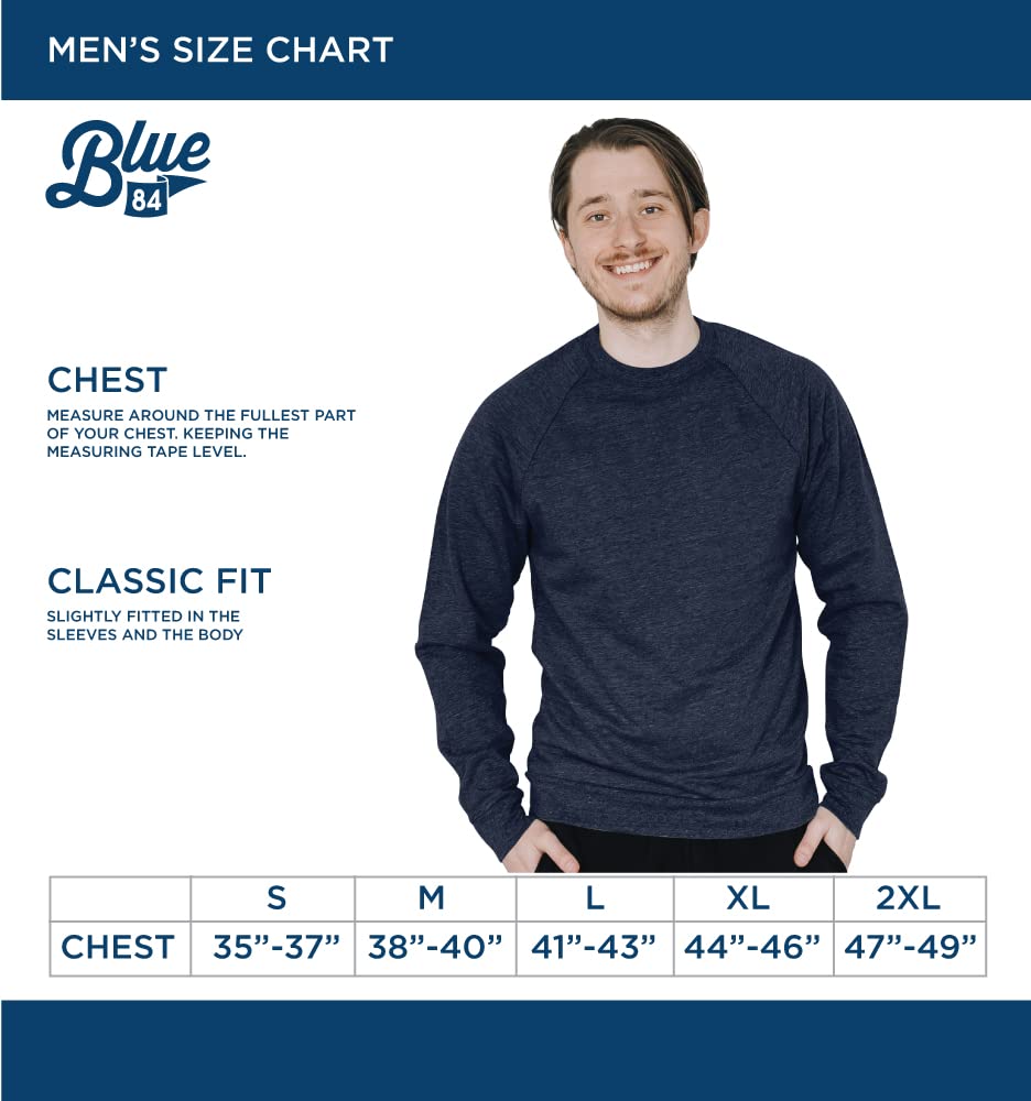 Blue 84 Men's Vintage Tri-Blend Crewneck Sweatshirt - Soft Cotton Blend Casual Pullover for Everyday Wear & Street Style