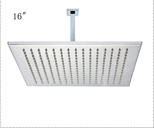 16 Inch Cascada Ceiling Mount Rainfall LED Shower Head with Shower Arm - Polished Chrome Finish for Luxurious Spa-Like Bathroom Experience