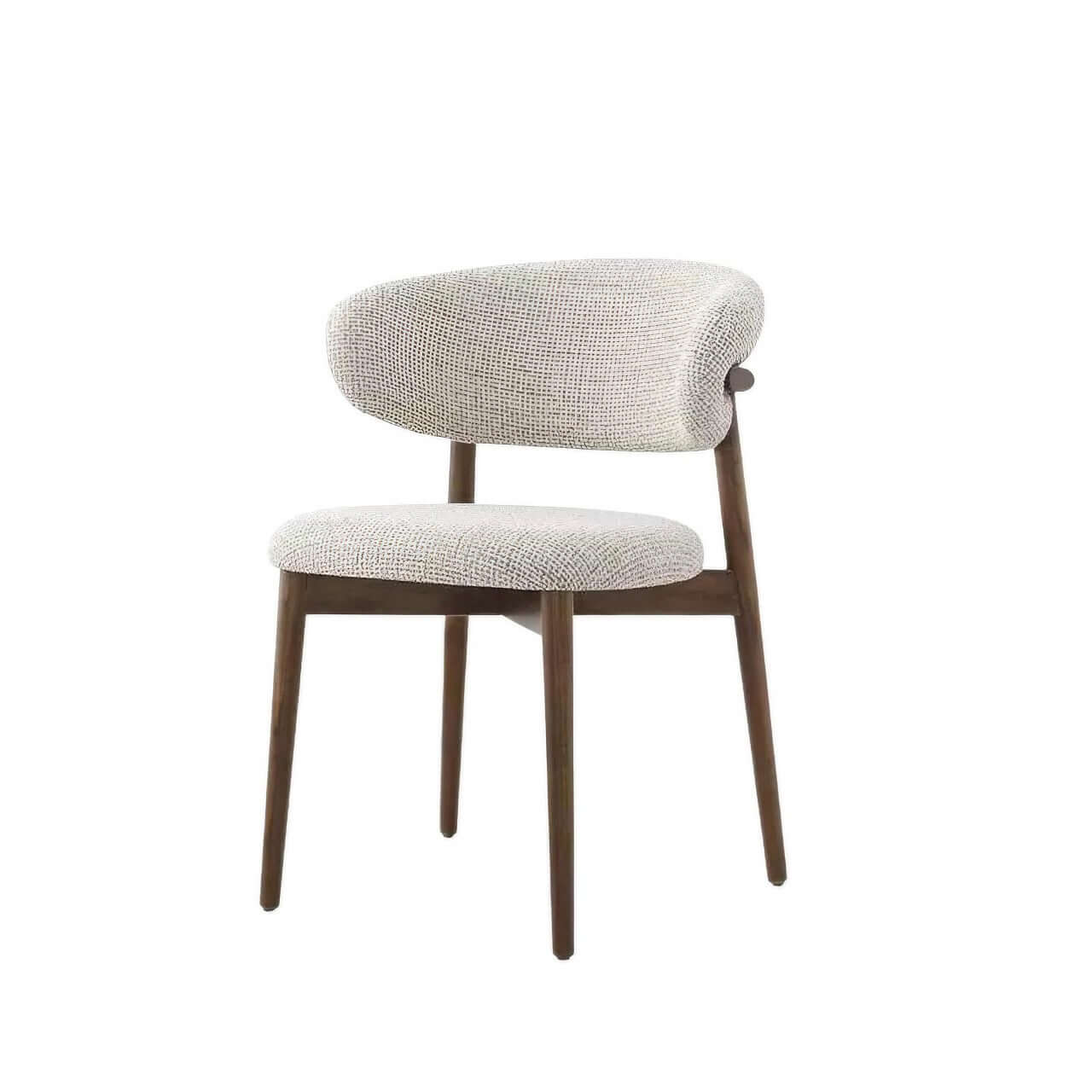 Minimalist Off White Cotton Linen Dining Chair with Solid Wood Frame - Modern Farmhouse Kitchen Furniture for Dining Room, Breakfast Nook & Home Decor