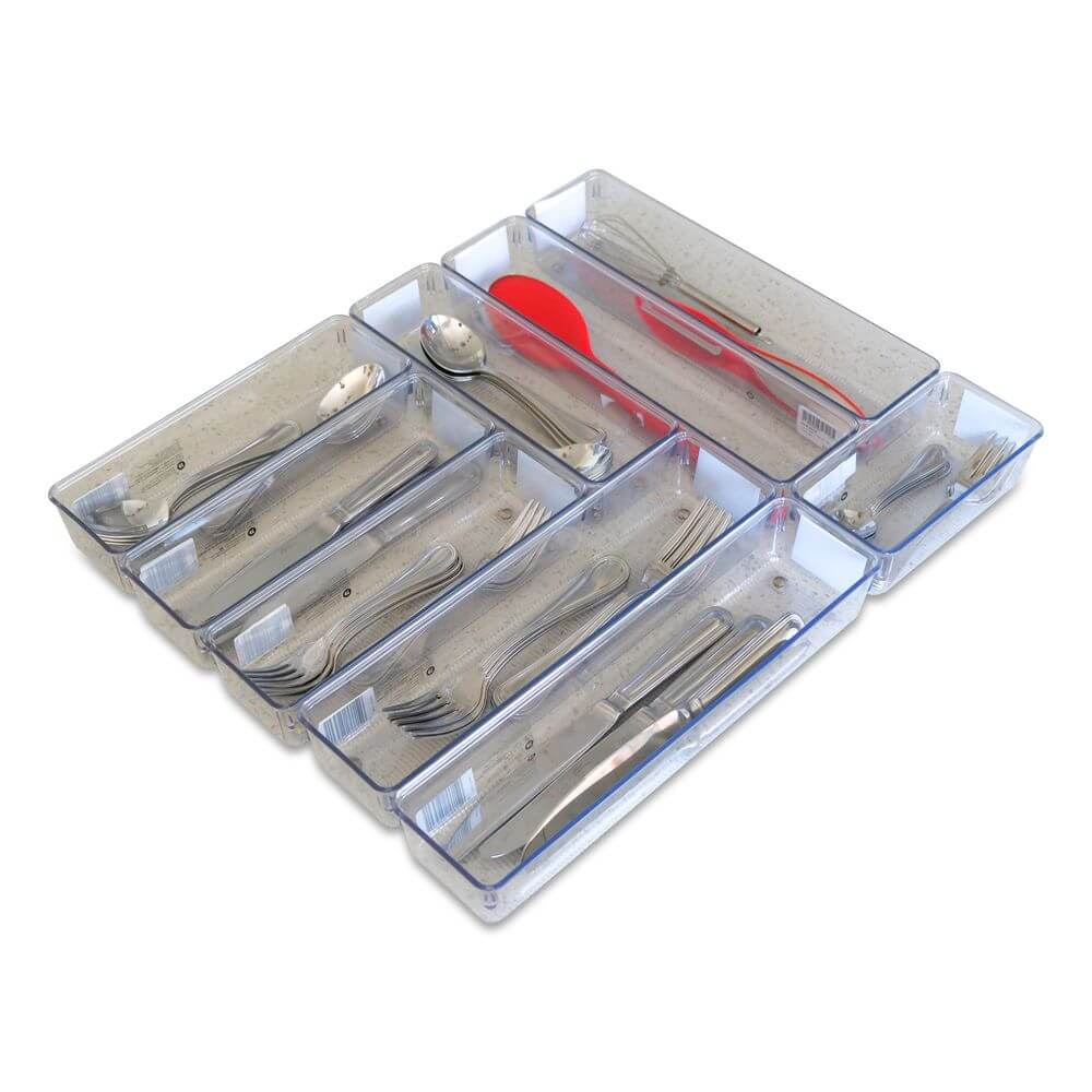 Premium Cameron Cutlery Drawer Organizer Set - 5-Piece Kitchen Utensil Storage Tray for Knives, Forks & Spoons - Perfect for Home, Restaurant & Office Organization