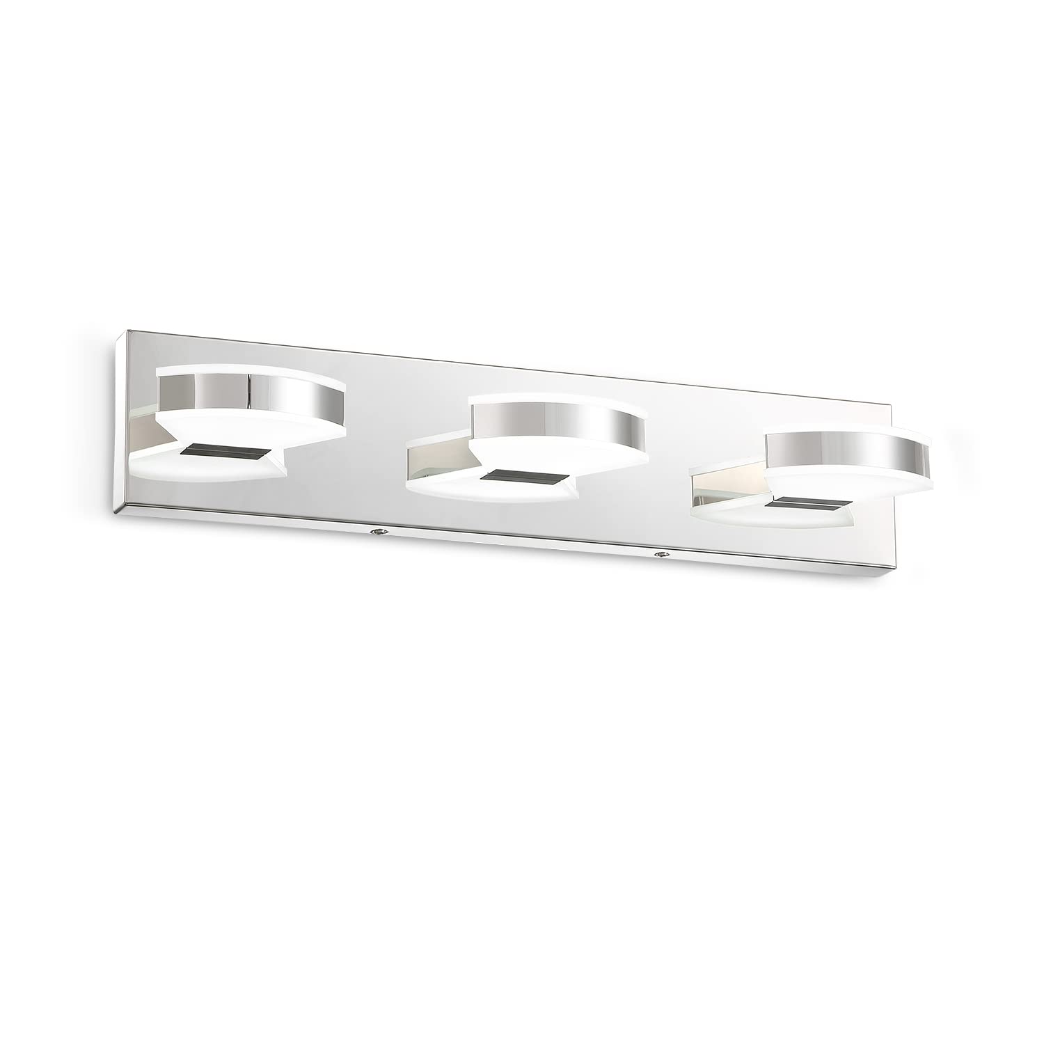 Yumcrelect 18W Chrome Bathroom Vanity Light - 3-Light Wall Mount Mirror Lighting Fixture with Cool White LED for Makeup & Shaving | Perfect for Bathroom, Dressing Room & Salon