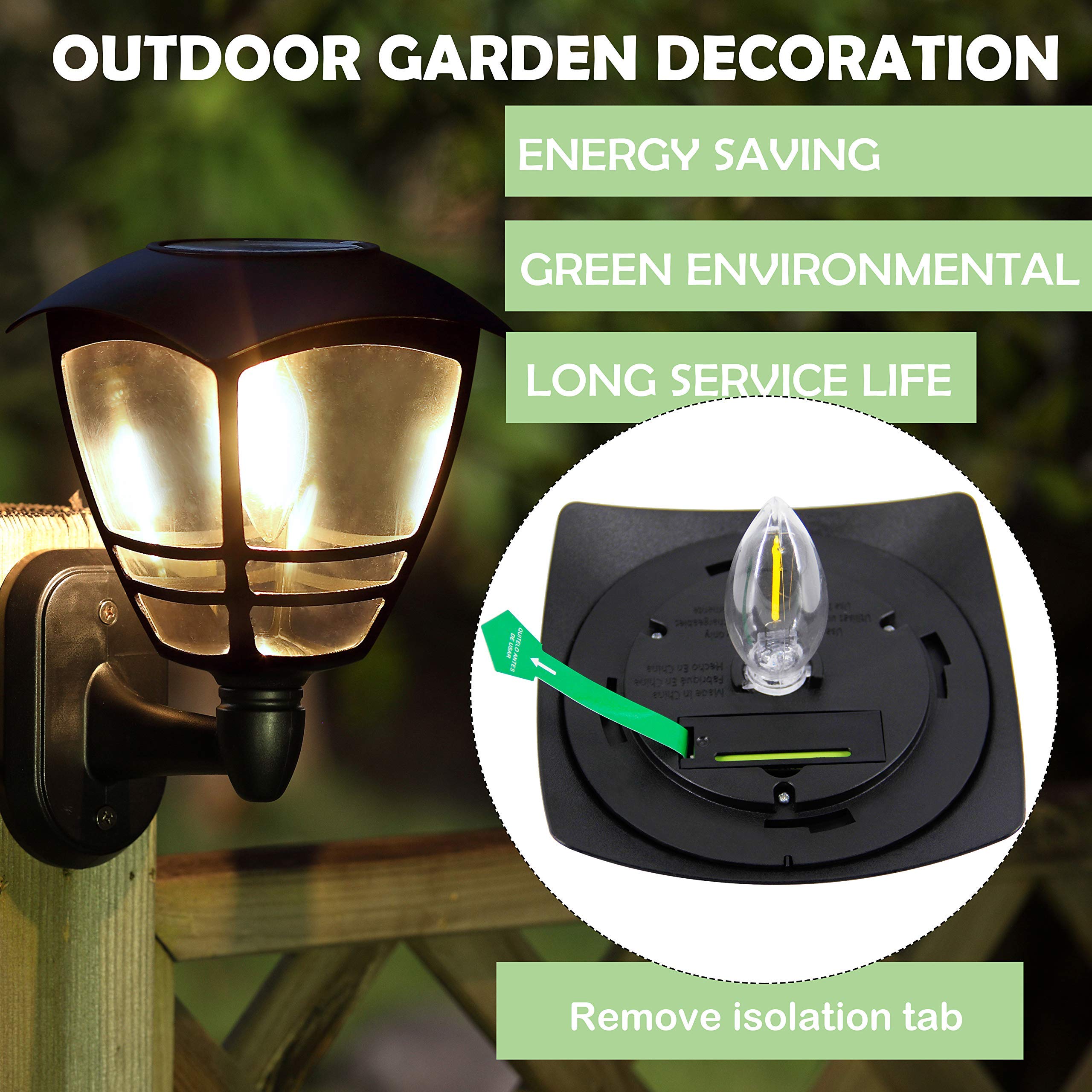 MAGGIFT 2 Pack Solar Powered Outdoor Wall Lantern - 10 Lumen LED Edison Bulb, Warm White Solar Lights with Wall Mount Kit, No Wiring Required - Perfect for Patio, Garden, Porch & Pathway Lighting