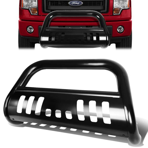05-07 Ford F250 F350 F450 F550 Super Duty Bull Bar with Skid Plate - Heavy Duty Stainless Steel Front Bumper Guard - Matte Black Finish - Off-Road Protection for Trucks & Work Vehicles