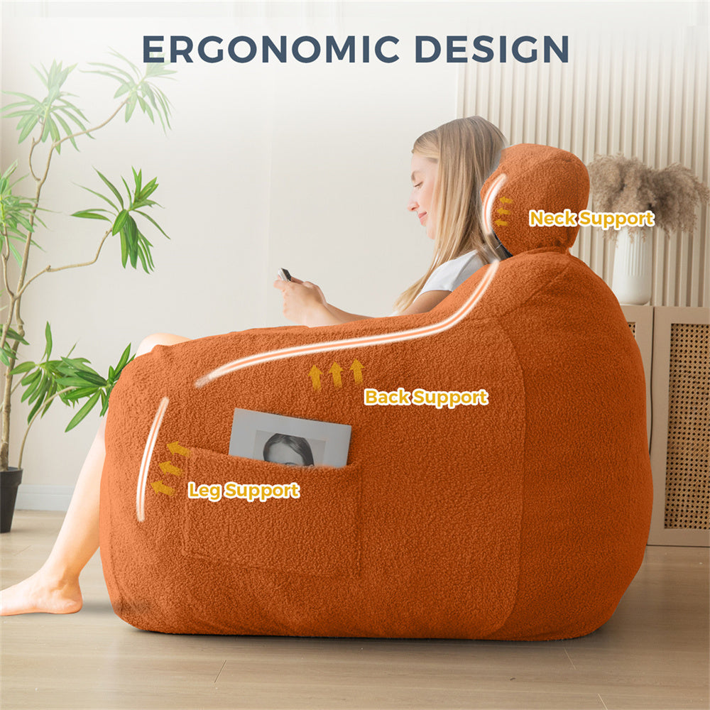 MAXYOYO Giant Bean Bag Chair with Pillow - Extra Large Fuzzy Comfy Lounger for Adults, Perfect for Reading, Gaming & Relaxing in Living Room, Bedroom or Dorm