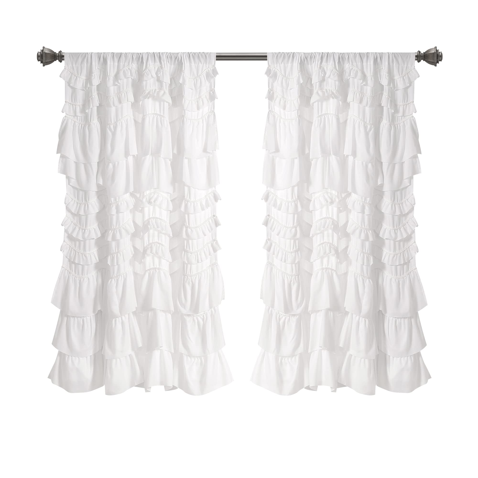 Lush Decor Kemmy White Window Curtain Panel - 63