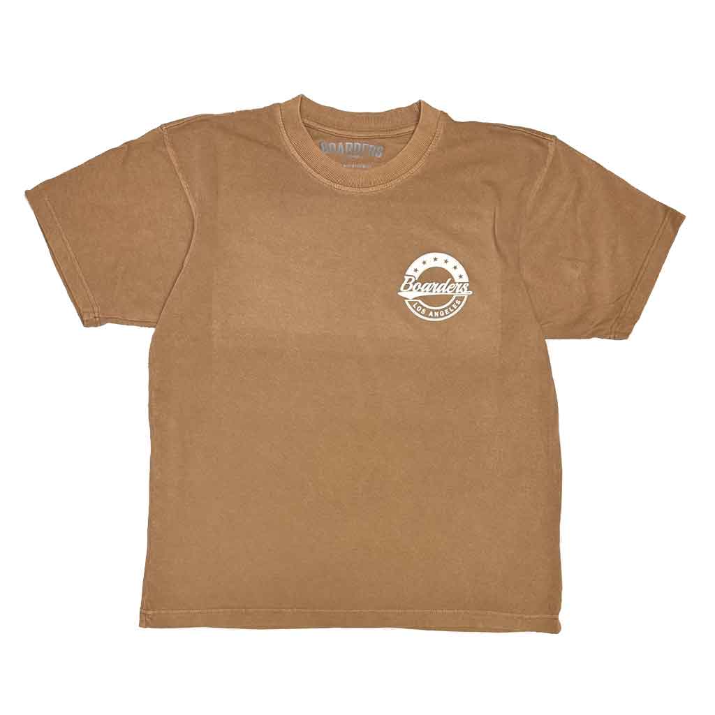 Borders Small Crest Heavy Box Short Sleeve Tee - Light Brown | Casual Wear, Street Style, Everyday Comfort