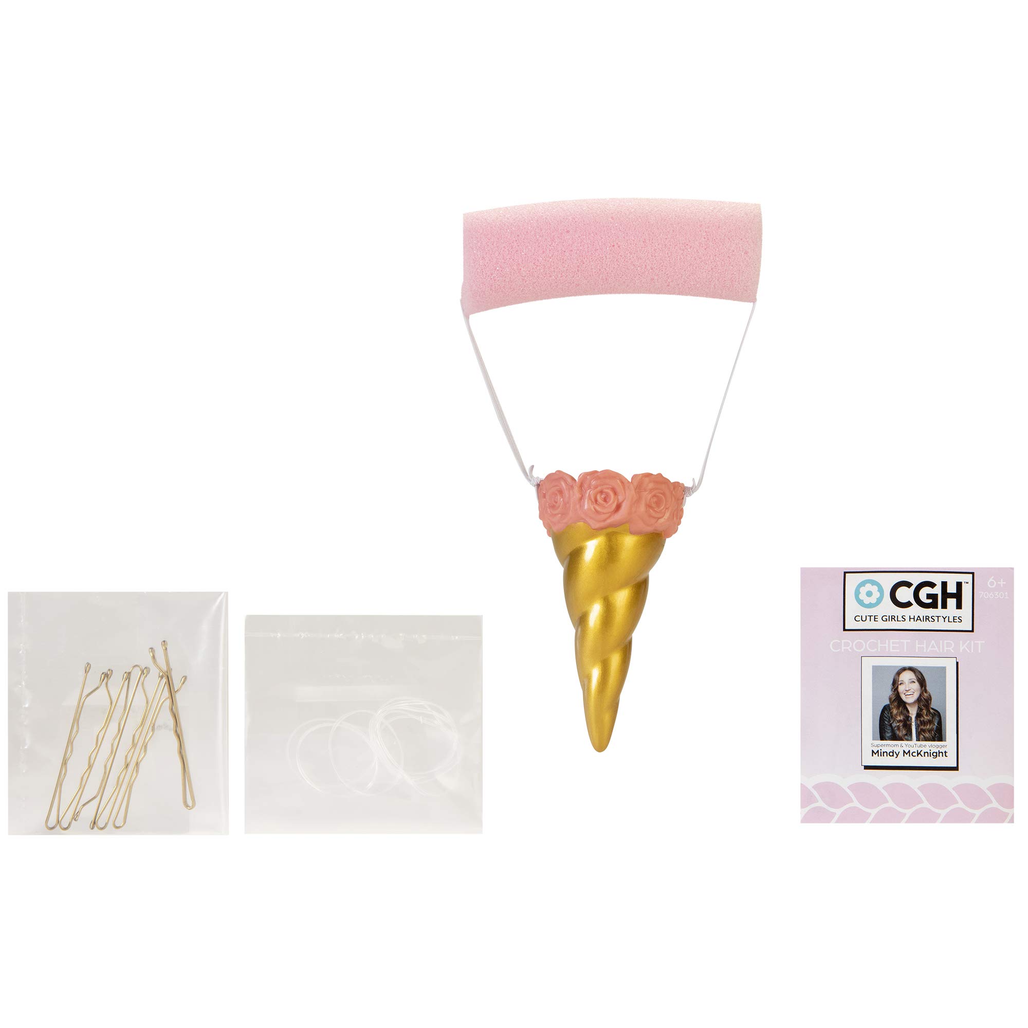 Unicorn Hair Kit with Bun Maker & Foam Roll Tool - Cute Girls Hairstyles Accessories for Party, School & Special Occasions