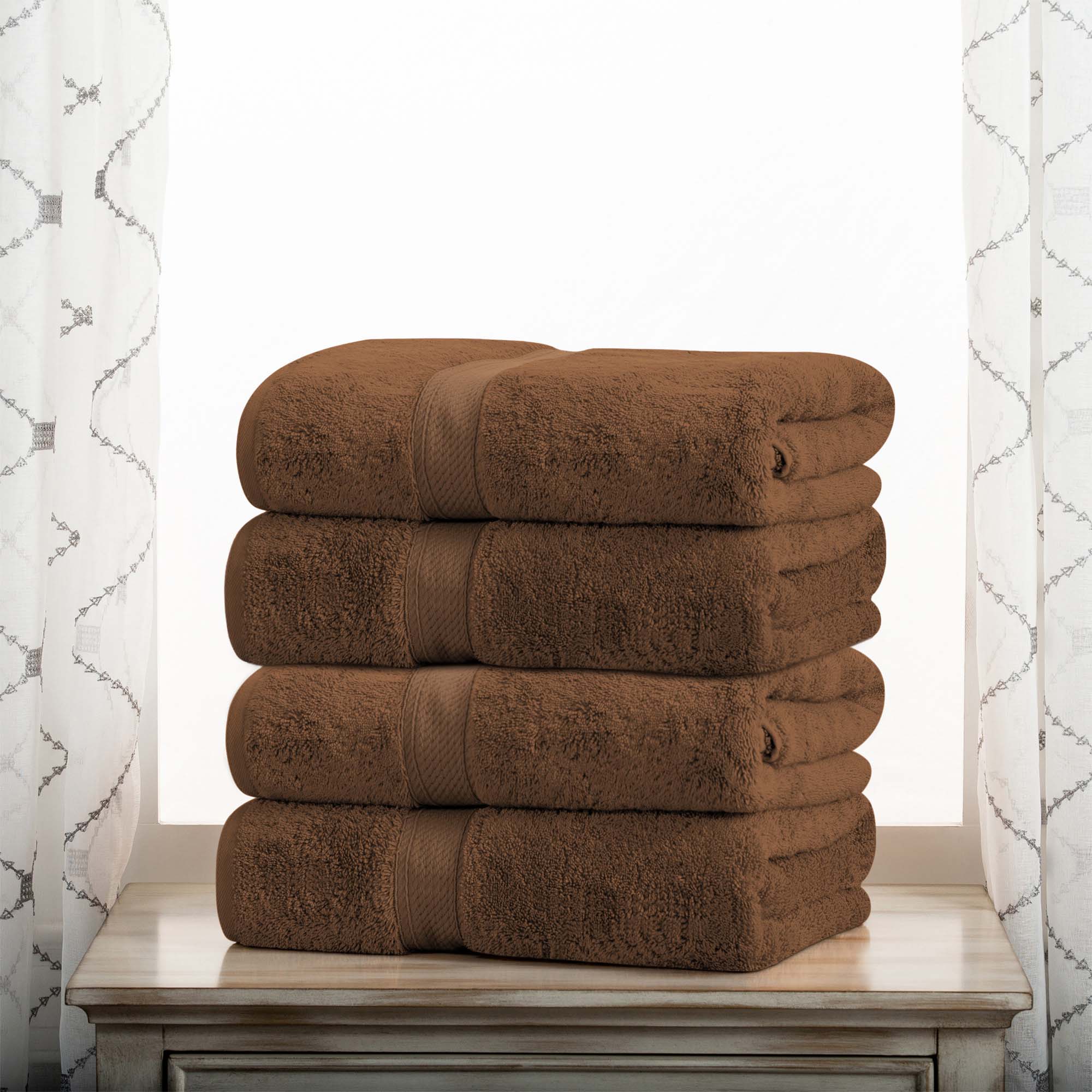 Premium 4-Piece Egyptian Cotton Bath Towel Set - Ultra Soft, Heavyweight & Plush Pile for Spa-Like Luxury at Home | Perfect for Bath, Beach & Guest Use
