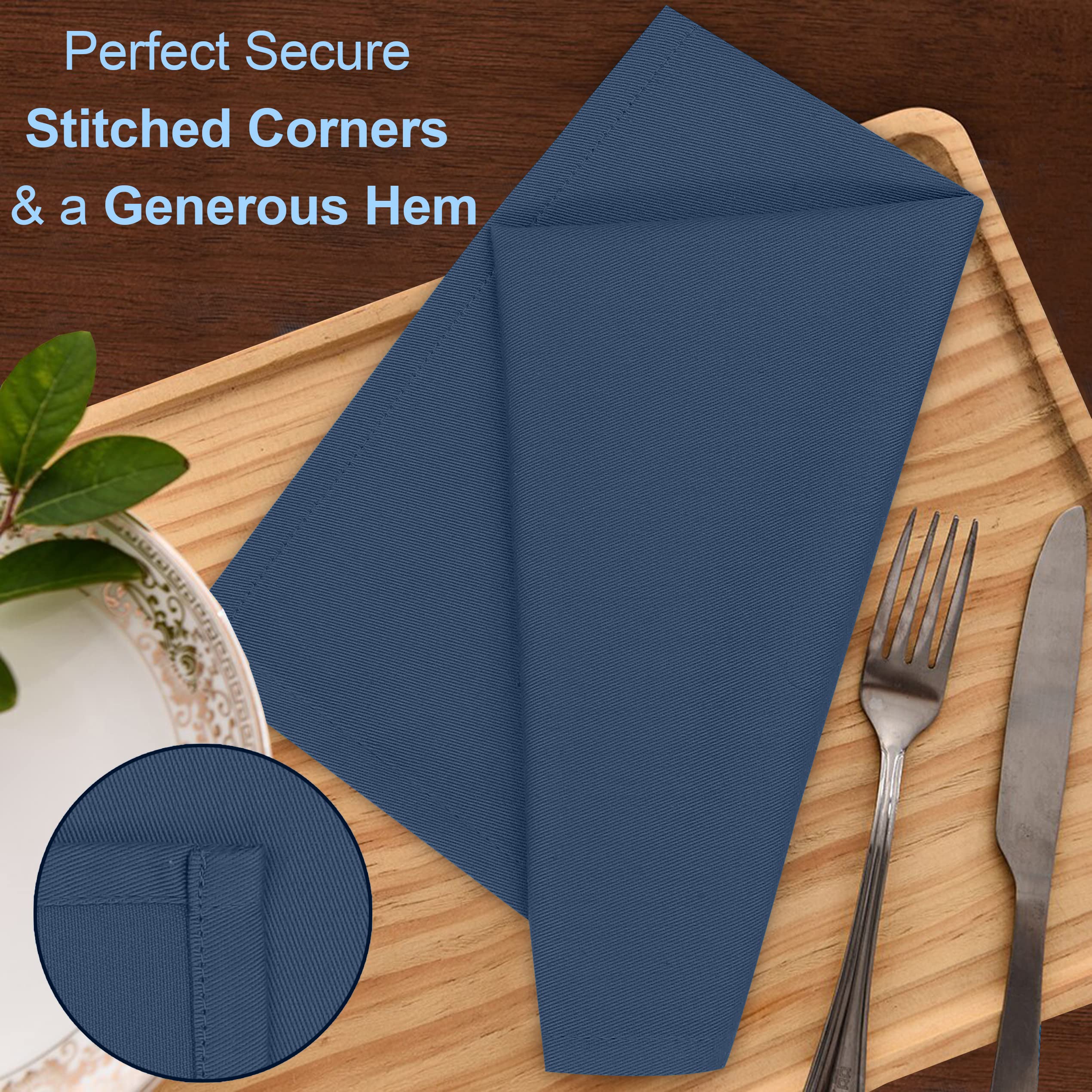 Premium 12-Pack 18x18 Inch Cotton Blend Cloth Napkins - Soft, Durable & Absorbent Washable Dinner Napkins for Restaurants, Weddings, Parties & Everyday Use - Navy Blue Table Linens for Elegant Dining & Special Occasions