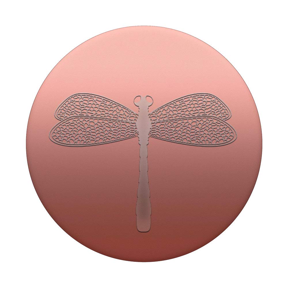 Golden Rose Pink Dragonfly PopSocket - Swappable PopGrip with Dark Pink Base | Phone Grip, Stand & Sticker for iPhone, Samsung, Tablets - Perfect for Work, Travel & Daily Use