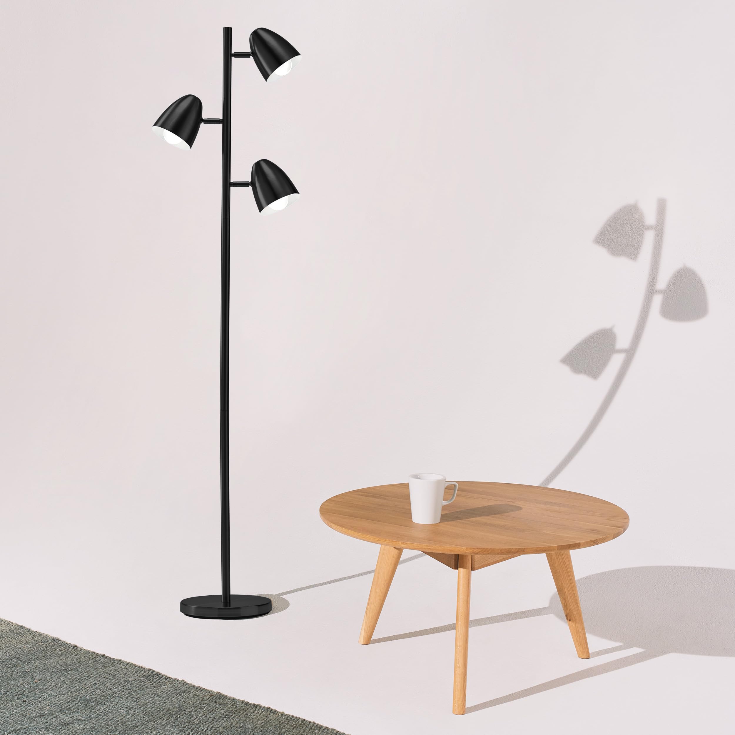 Brightech Jacob LED Standing Lamp - Modern Adjustable 3-Light Tree Floor Lamp for Living Room & Bedroom - Tall LED Lighting Fixture in Classic Black - Perfect for Reading, Working & Ambient Lighting