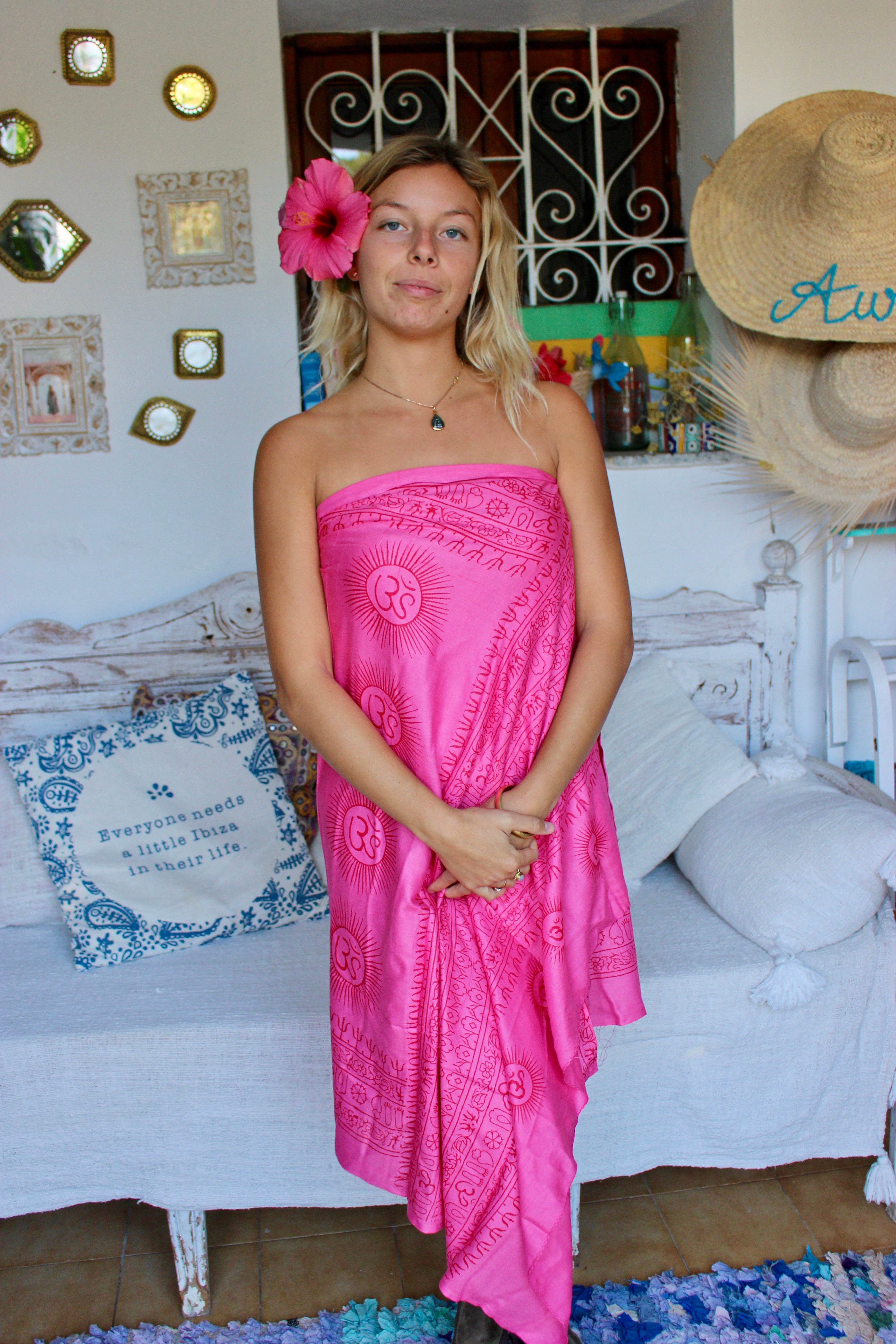 Large Size Om Print Sarong Pareo Shawl - Perfect for Beach, Pool, and Summer Fashion