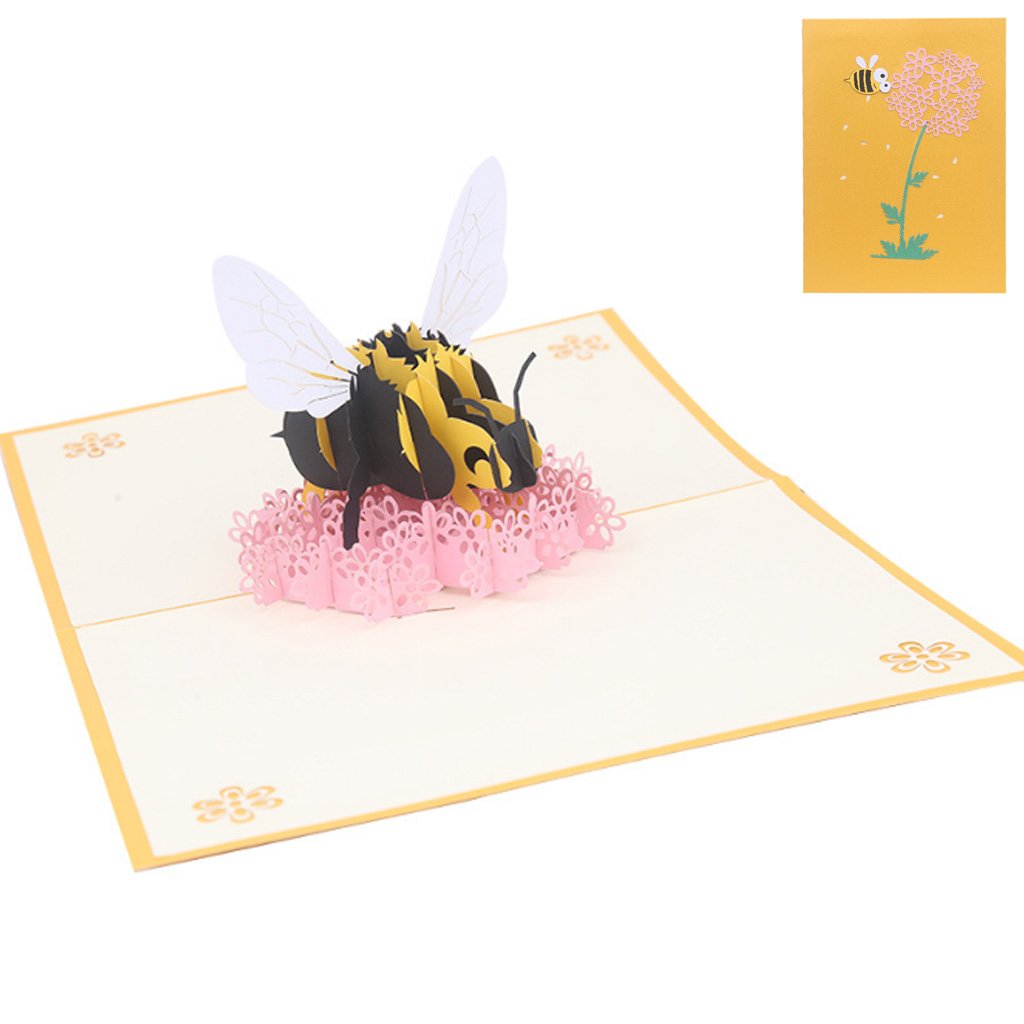 Handmade 3D Popup Greeting Cards - Bee & Flower Design for Birthday, Wedding, Anniversary | Perfect for Invitations, Thank You Cards & Special Occasions