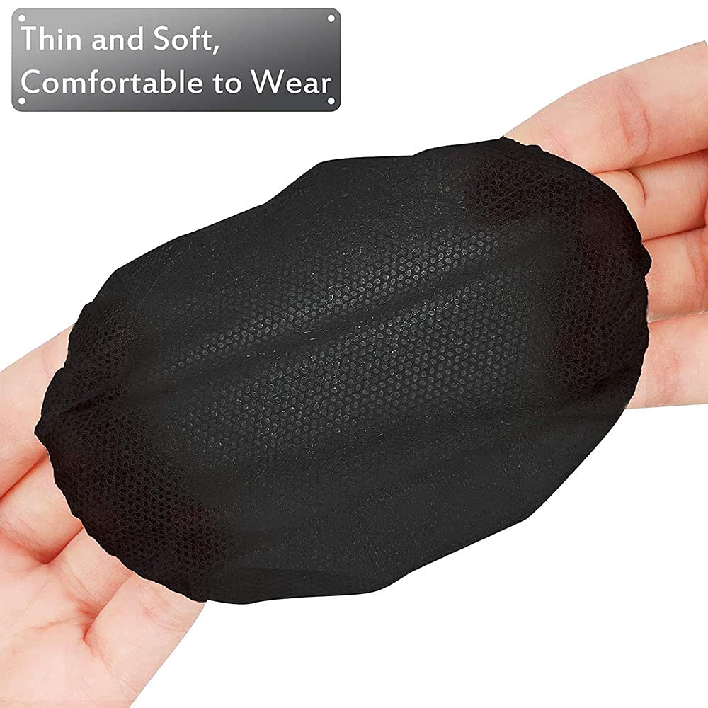 100-Piece Non-Woven Stretchable Earbud Covers & Ear Pad Protectors - Universal Fit for Most Earphones & Gaming Headsets (Black) - Hygienic Protection for Workouts, Travel & Daily Use