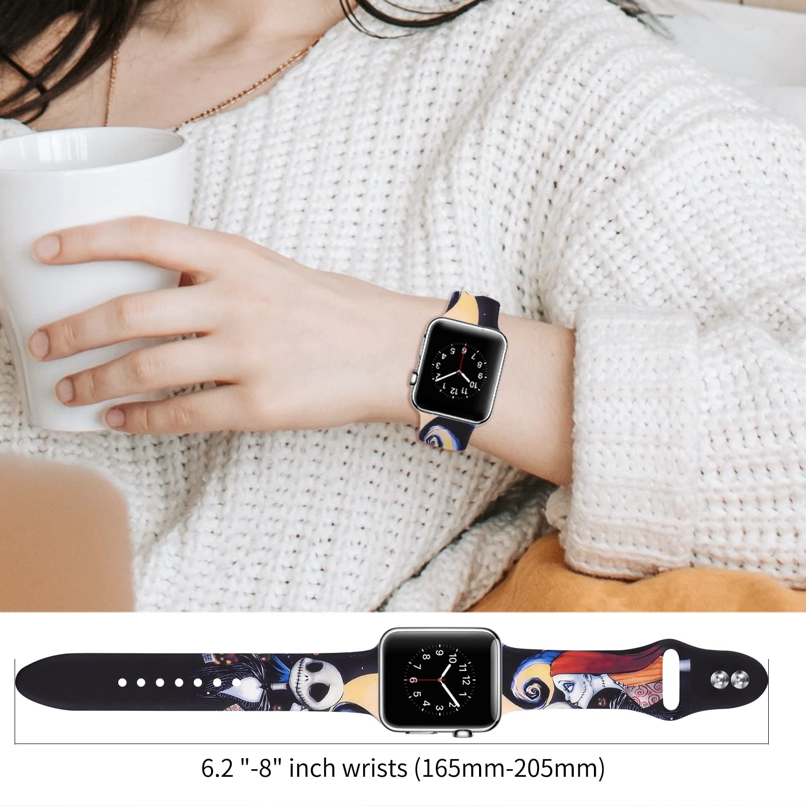 Vozehui Soft Silicone Replacement Band Compatible with Apple Watch 38mm 40mm 41mm - Halloween Pumpkin Flower Printed Sport Strap for iWatch Series SE/7/6/5/4/3/2/1 - Perfect for Women, Men, Kids & Daily Workouts