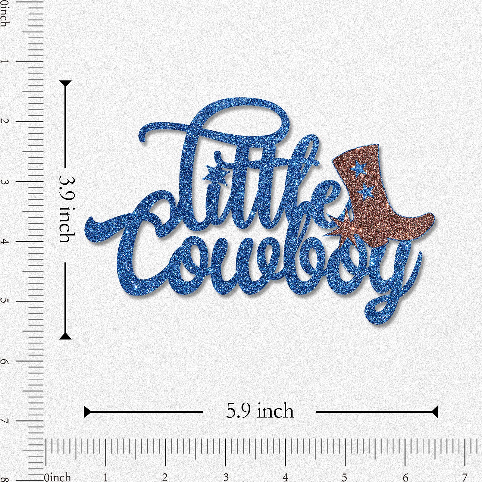 Western Cowboy Cake Topper - Blue Glitter Mexican Themed Party Decor for Birthday & Baby Shower | Perfect for Western Theme Parties, Cowboy Celebrations, and Wild West Events
