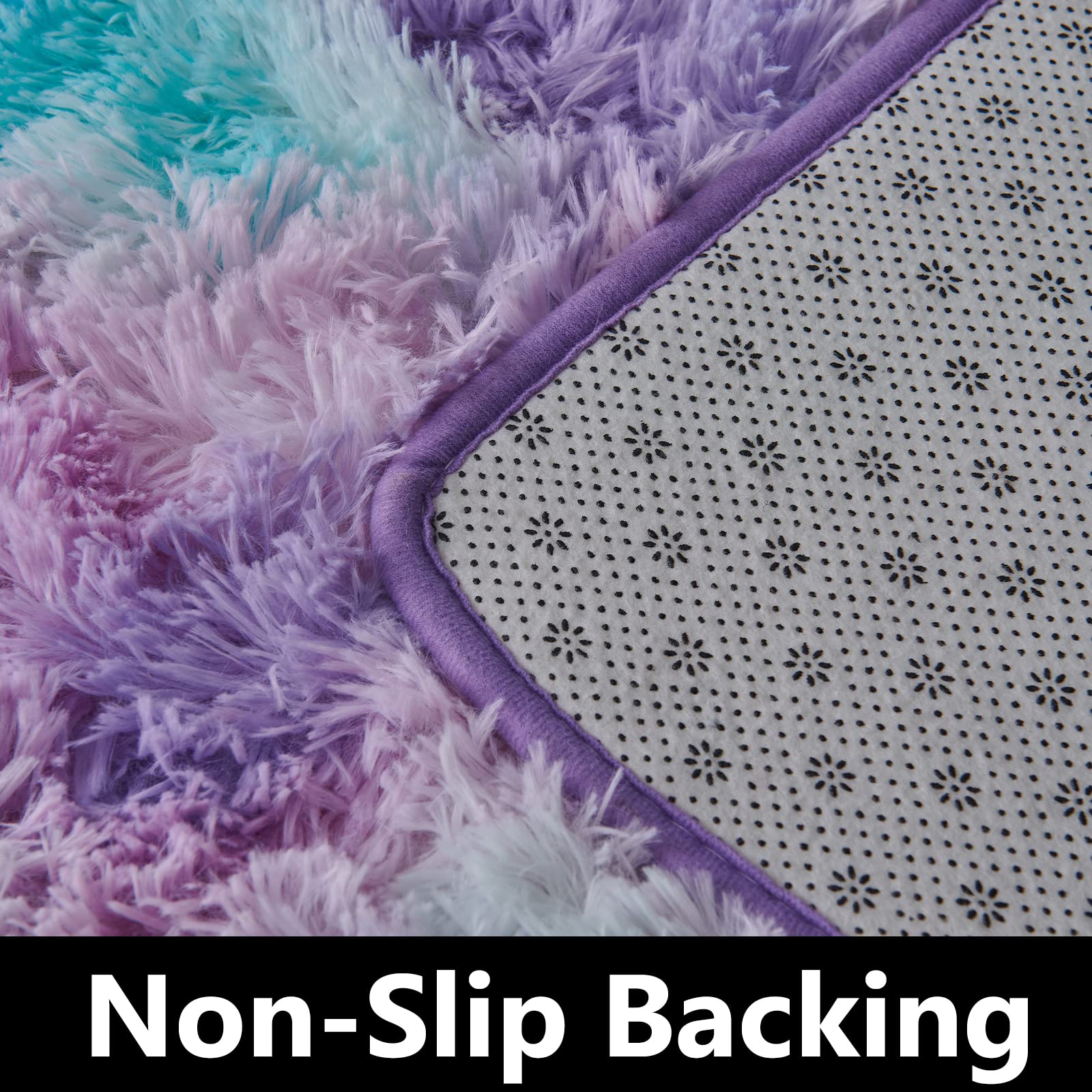 TABAYON Tie-Dyed Shaggy Rug 2x3 ft - Soft Light Purple Fluffy Area Rug for Living Room, Non-Slip Plush Carpet for Bedroom & Home Decor - Perfect for Cozy Spaces & Boho Style Interiors