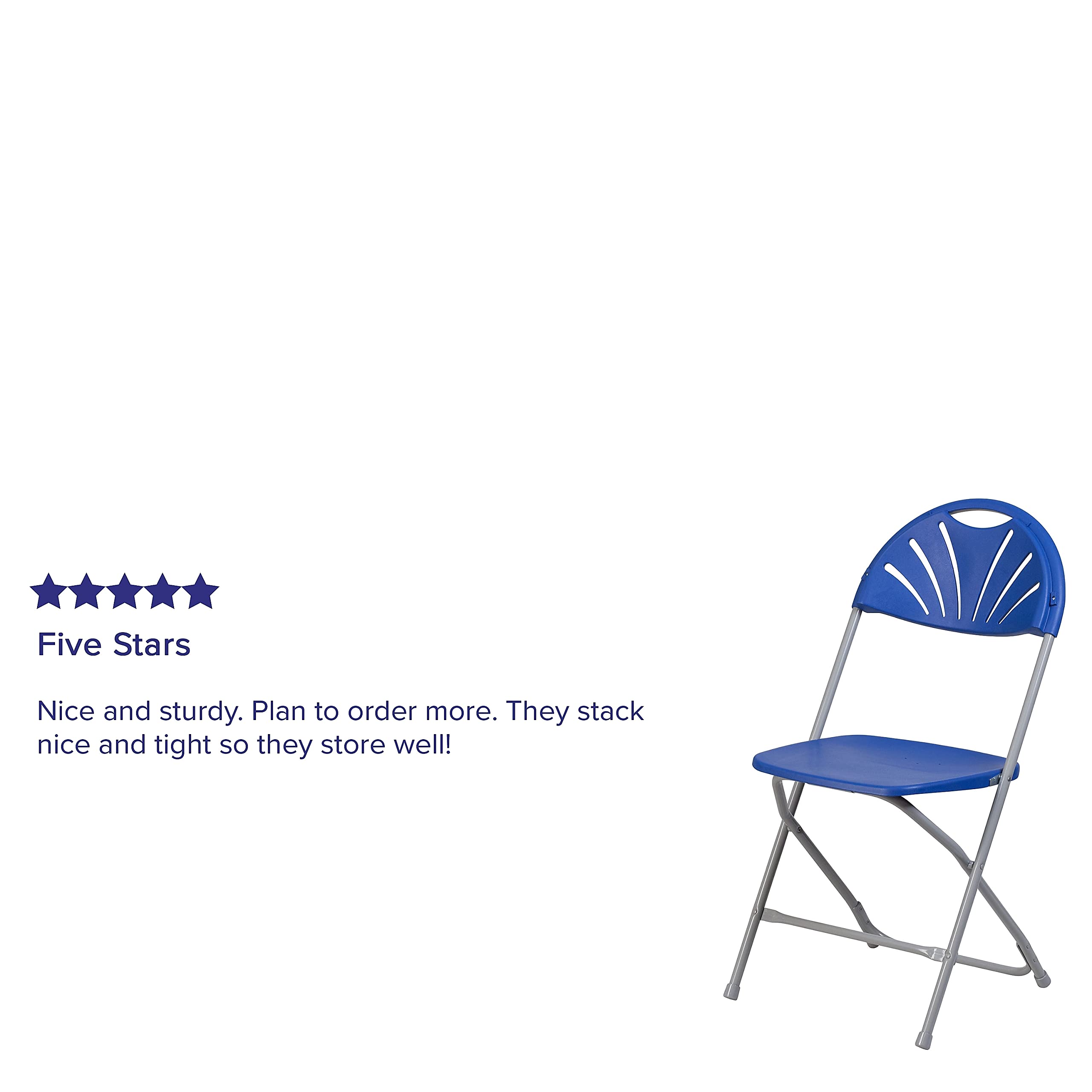 Flash Furniture 8-Pack HERCULES Series Folding Chairs - 650 lb. Capacity, Blue Plastic Fan Back - Perfect for Events, Parties, Outdoor Gatherings & Home Use