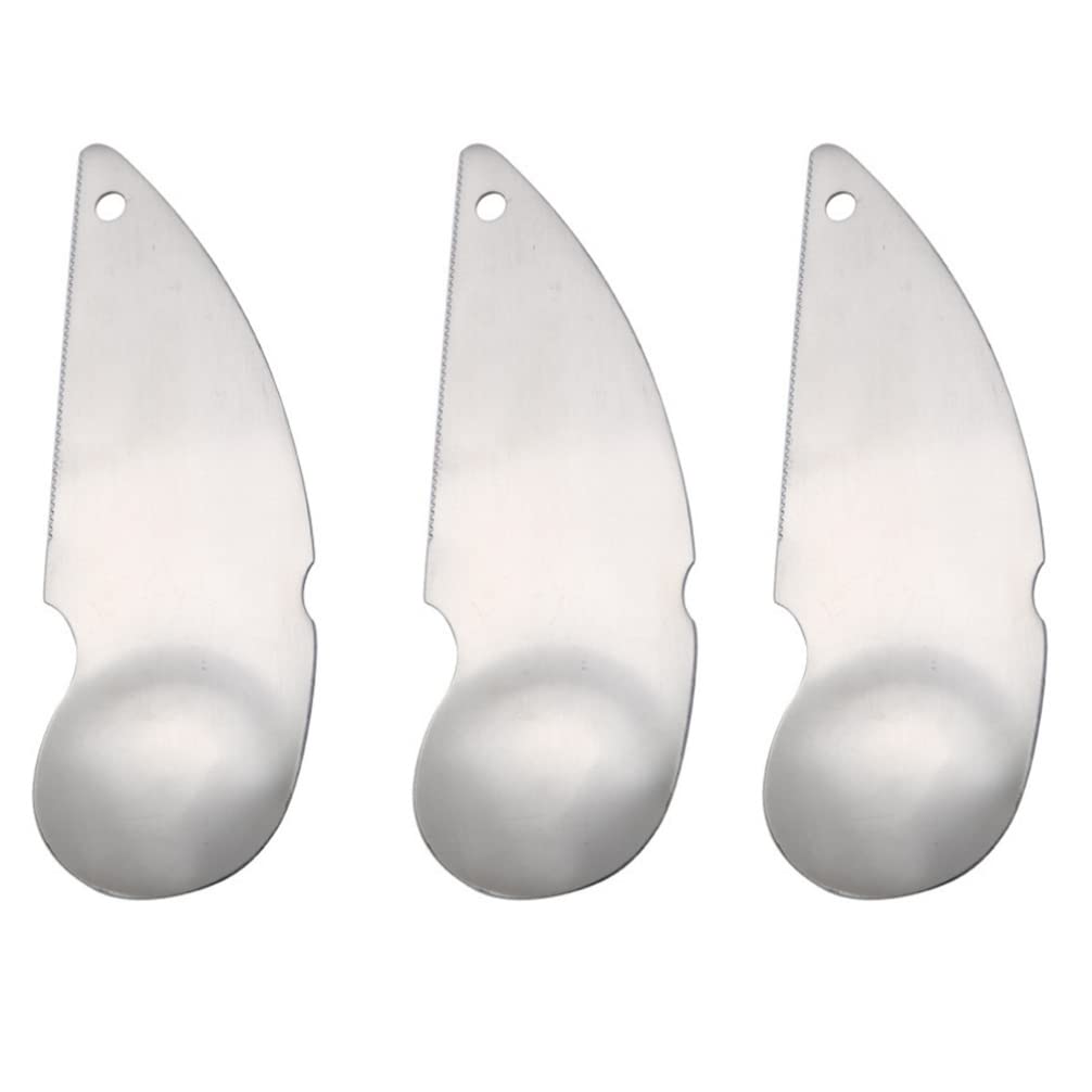 3Pcs Stainless Steel Kiwi Spoon Knife - Fruit Peeler, Grapefruit Spoon & Cookie Scoop - Multi-Purpose Kitchen Tool for Desserts, Fruits & Baking | Portable Culinary Accessories for Home & Travel