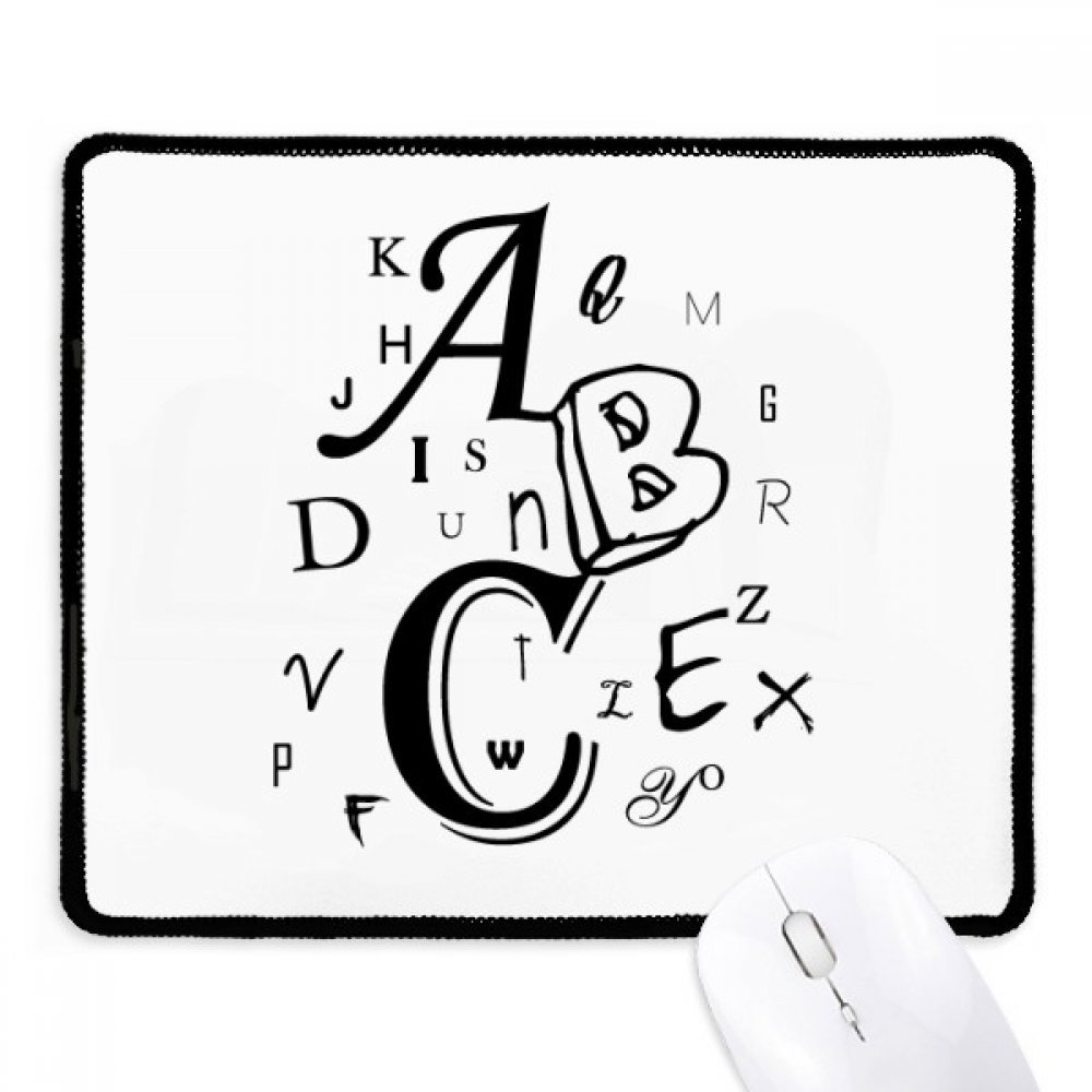 ABC Letters Image Mousepad - Non-Slip Rubber Base & Stitched Edge for Gaming, Office & Home Use - Perfect for PC, Laptop & Computer Workstations