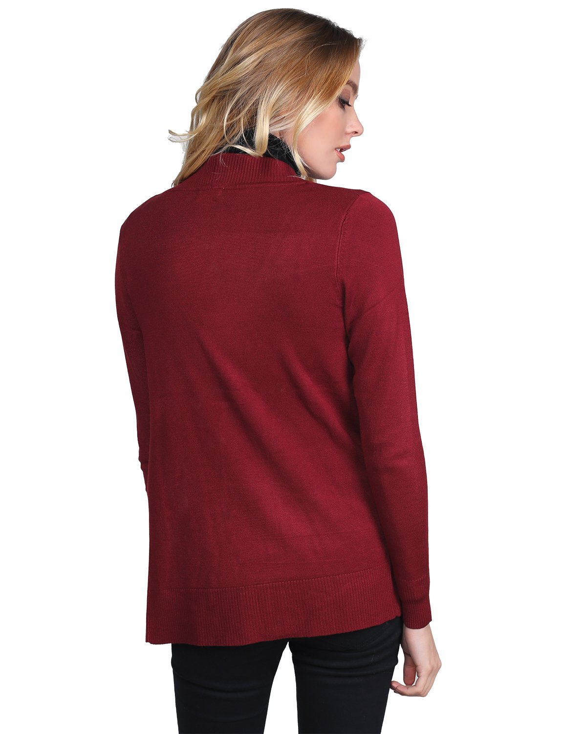 Women's Soft Stretch Open Front Knit Cardigan - Lightweight Comfortable Long Sleeve Sweater for Casual Wear, Office & Layering