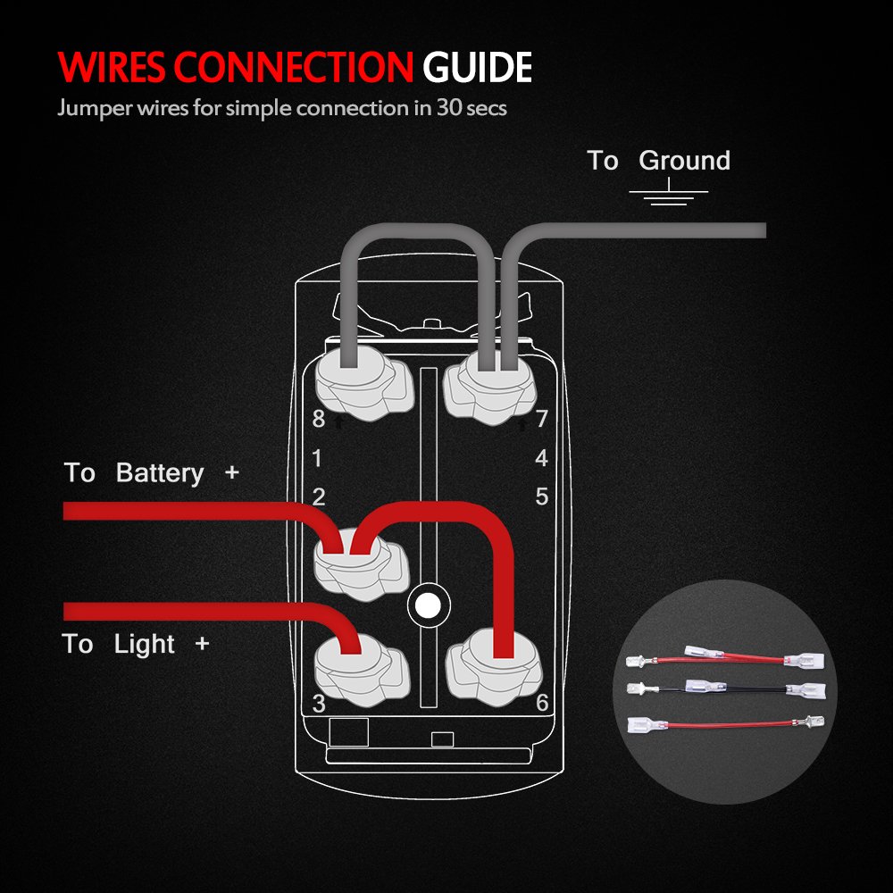 MICTUNING LS083101JL 12V 20A Blue LED Laser Backlit Rocker Switch Kit - On/Off Control for Vehicle, Boat & Marine Interior Lights | Perfect for Car, Truck, RV and Marine Lighting Systems
