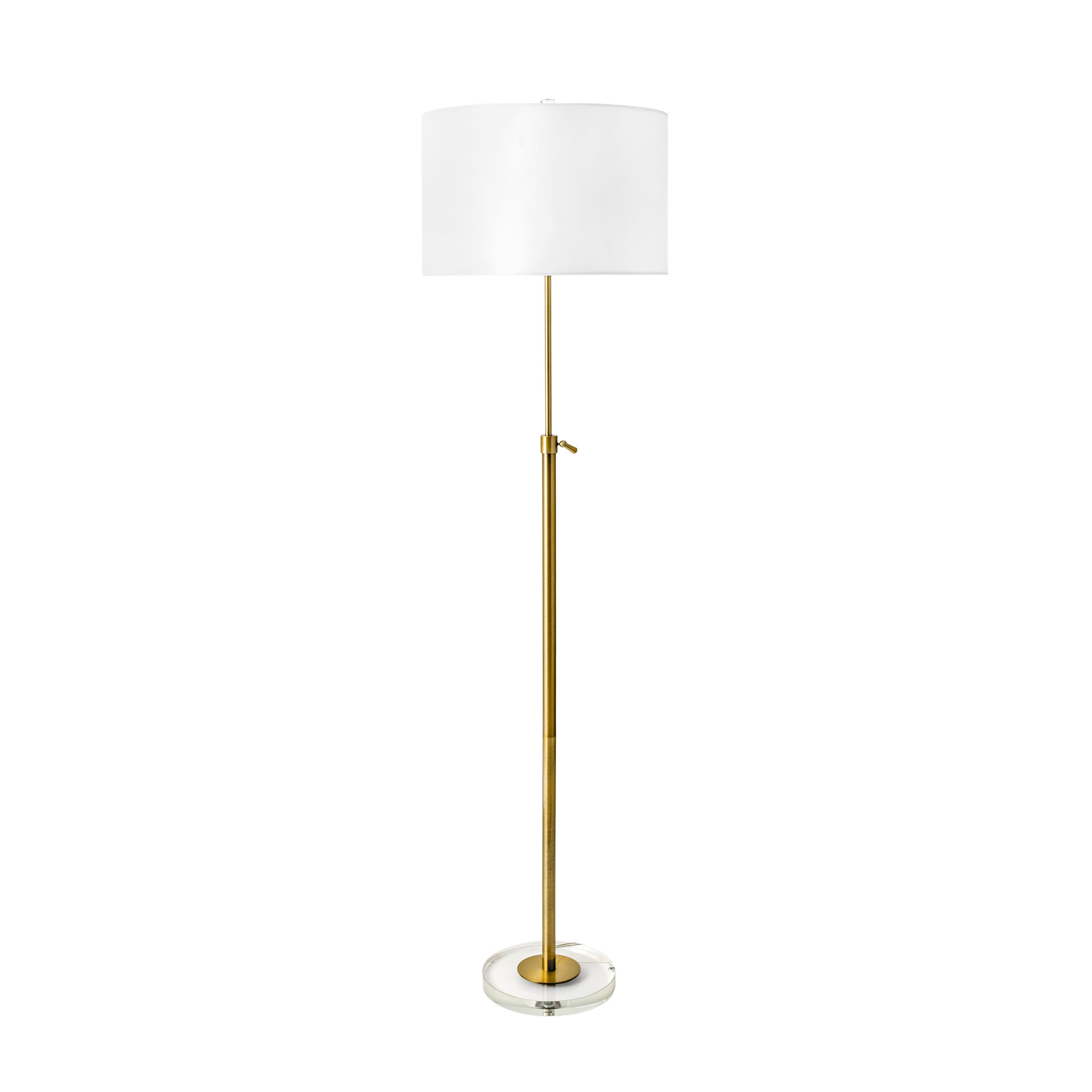 60 Inch Metal Industrial Floor Lamp with Brass Finish - Vintage Style Adjustable Standing Light for Living Room, Bedroom, or Office Decor