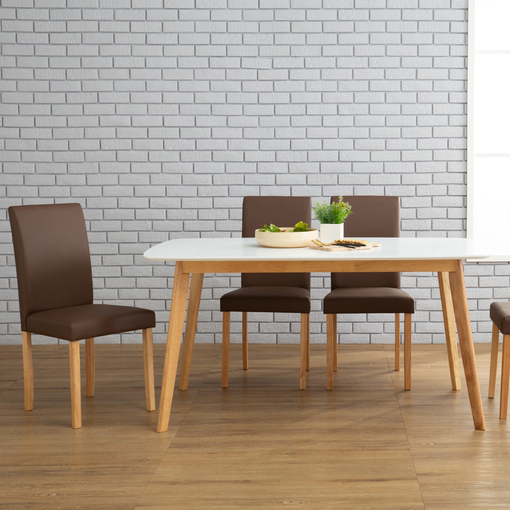 AIMON 150cm Dining Table - Natural & White Finish - Perfect for Kitchen, Dining Room, and Small Space Homes