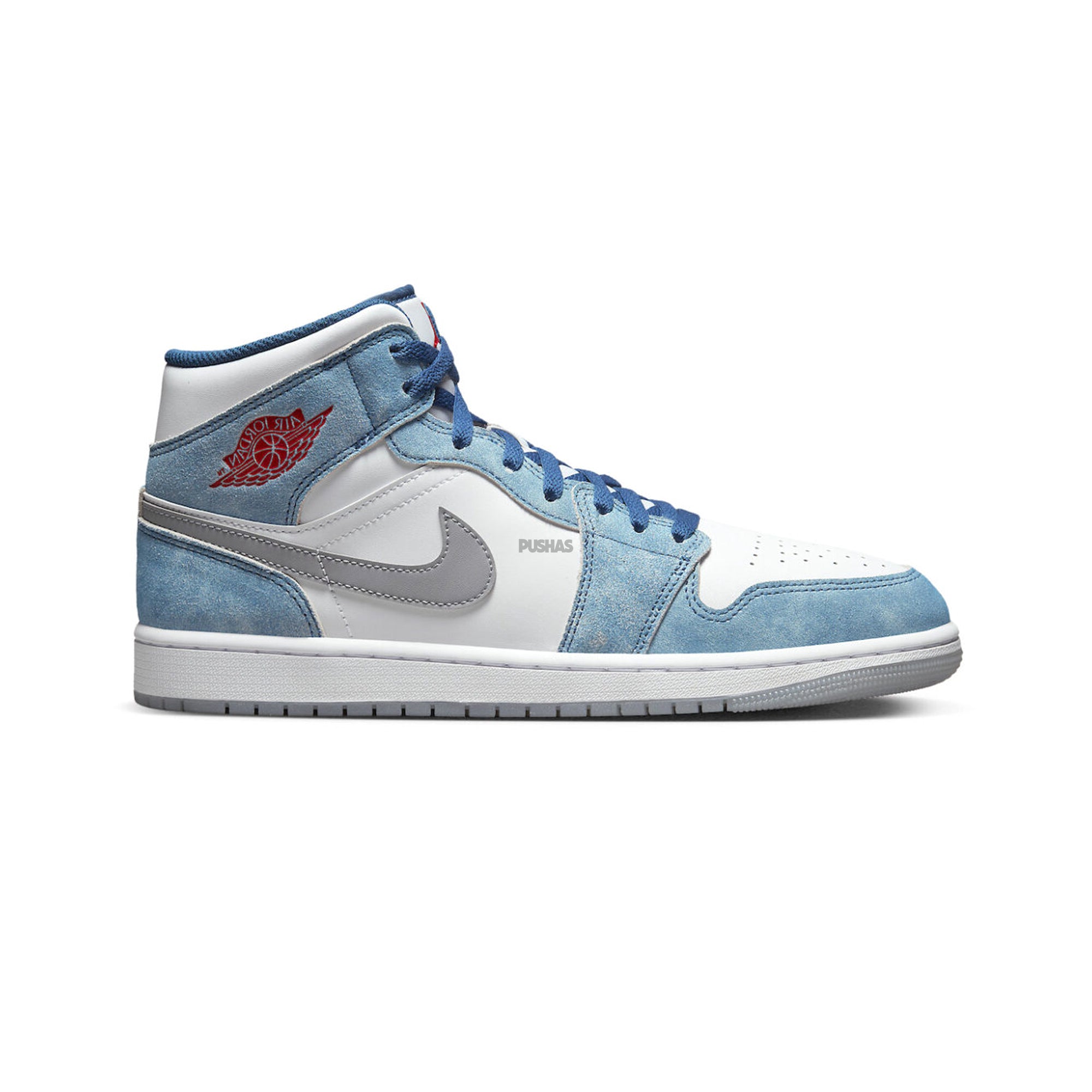 Air Jordan 1 Mid 'French Blue Fire Red' Basketball Shoes (2022) - Men's Retro Sneakers for Casual Wear & Street Style Fashion
