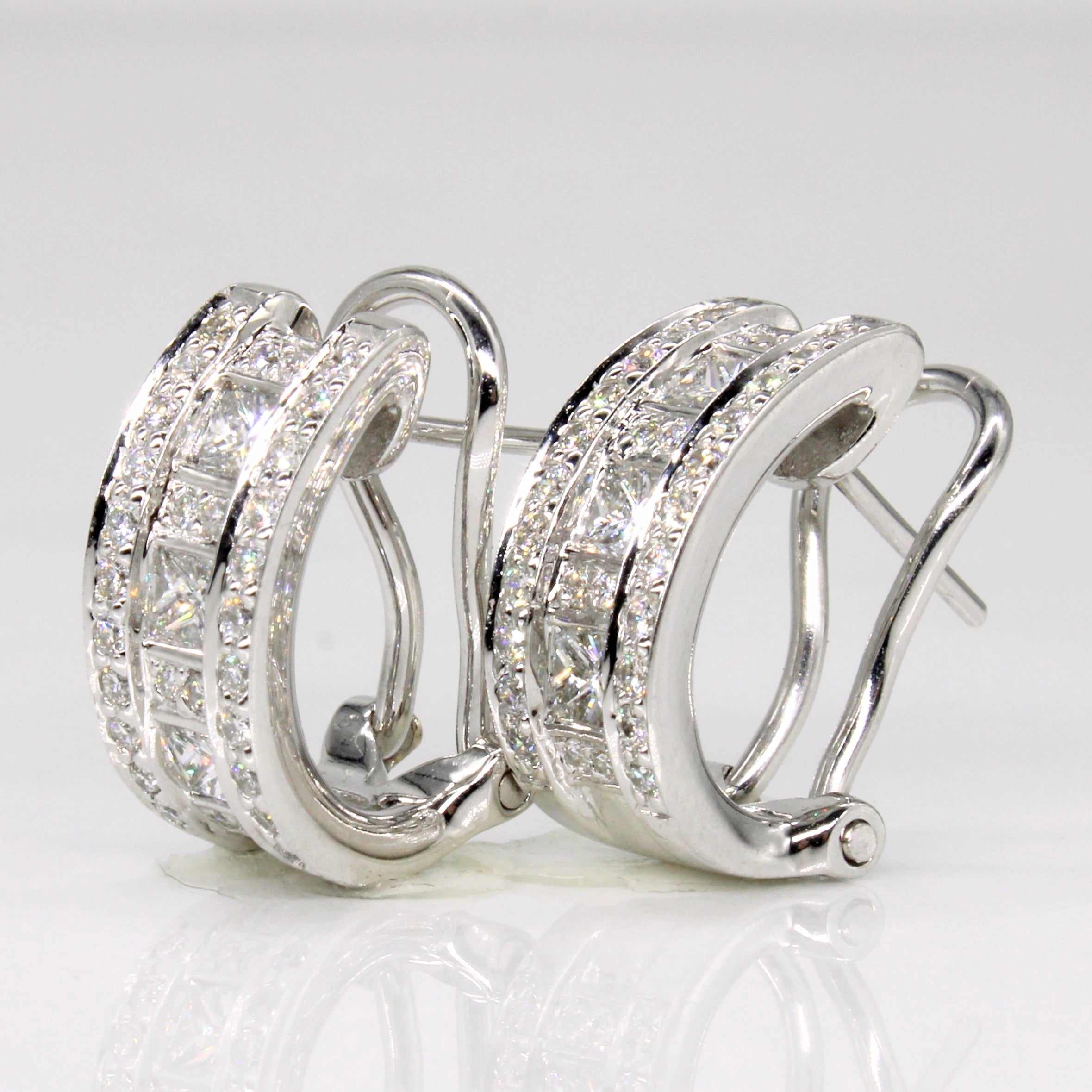 0.90ctw Diamond Stud Earrings for Women - 14K White Gold Princess Cut Earrings | Perfect for Weddings, Anniversaries & Special Occasions