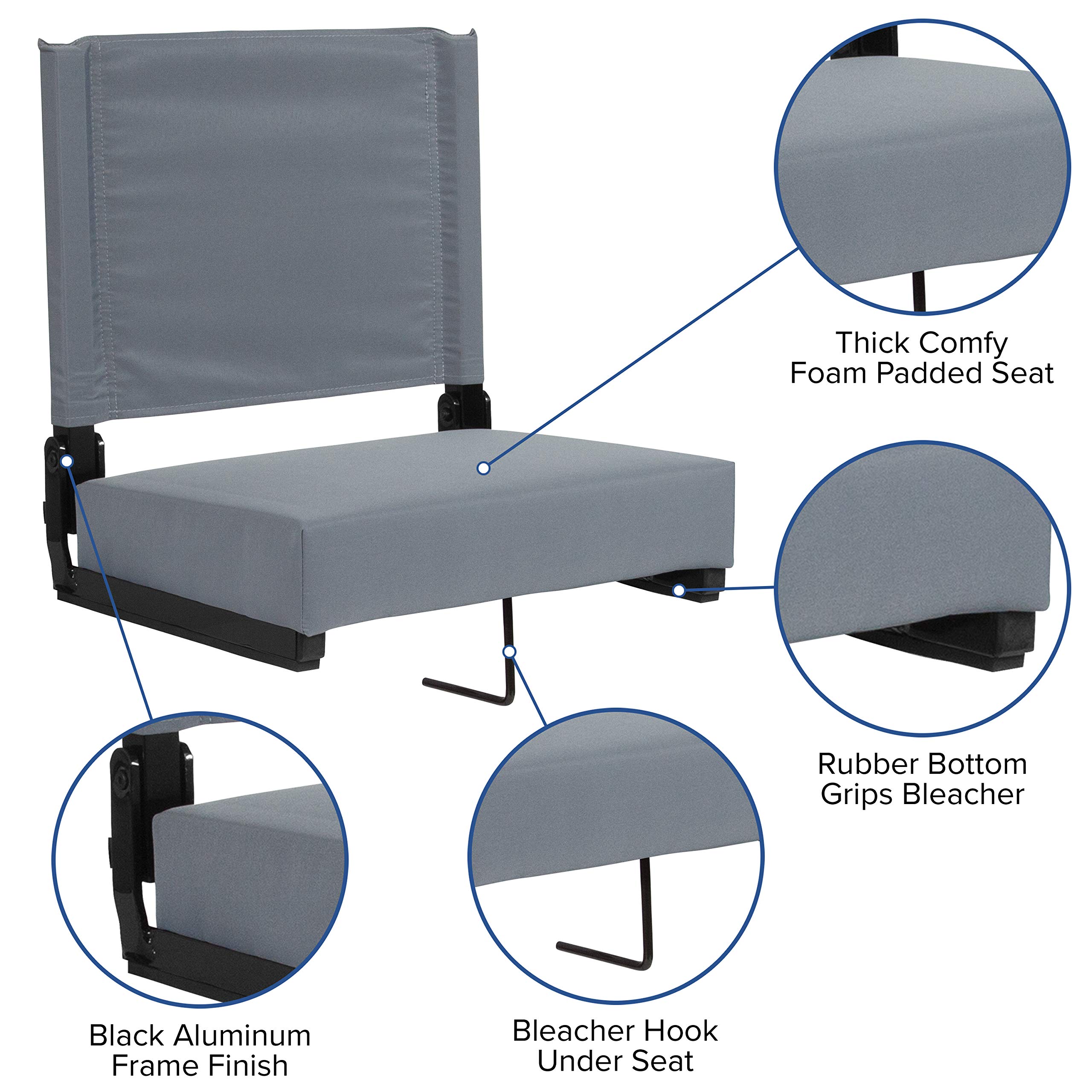 Ultra-Comfortable Lightweight Stadium Chair with Padded Seat - Supports 500 lbs - Perfect for Sports Games, Concerts & Outdoor Events