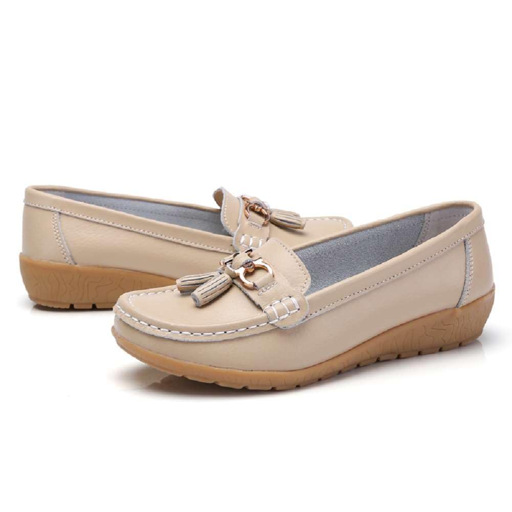**Women's Genuine Leather Platform Loafers – Classic Slip-On Casual Shoes for Women with Soft Sole & Comfortable Fit – Perfect for Office, Travel & Everyday Wear**